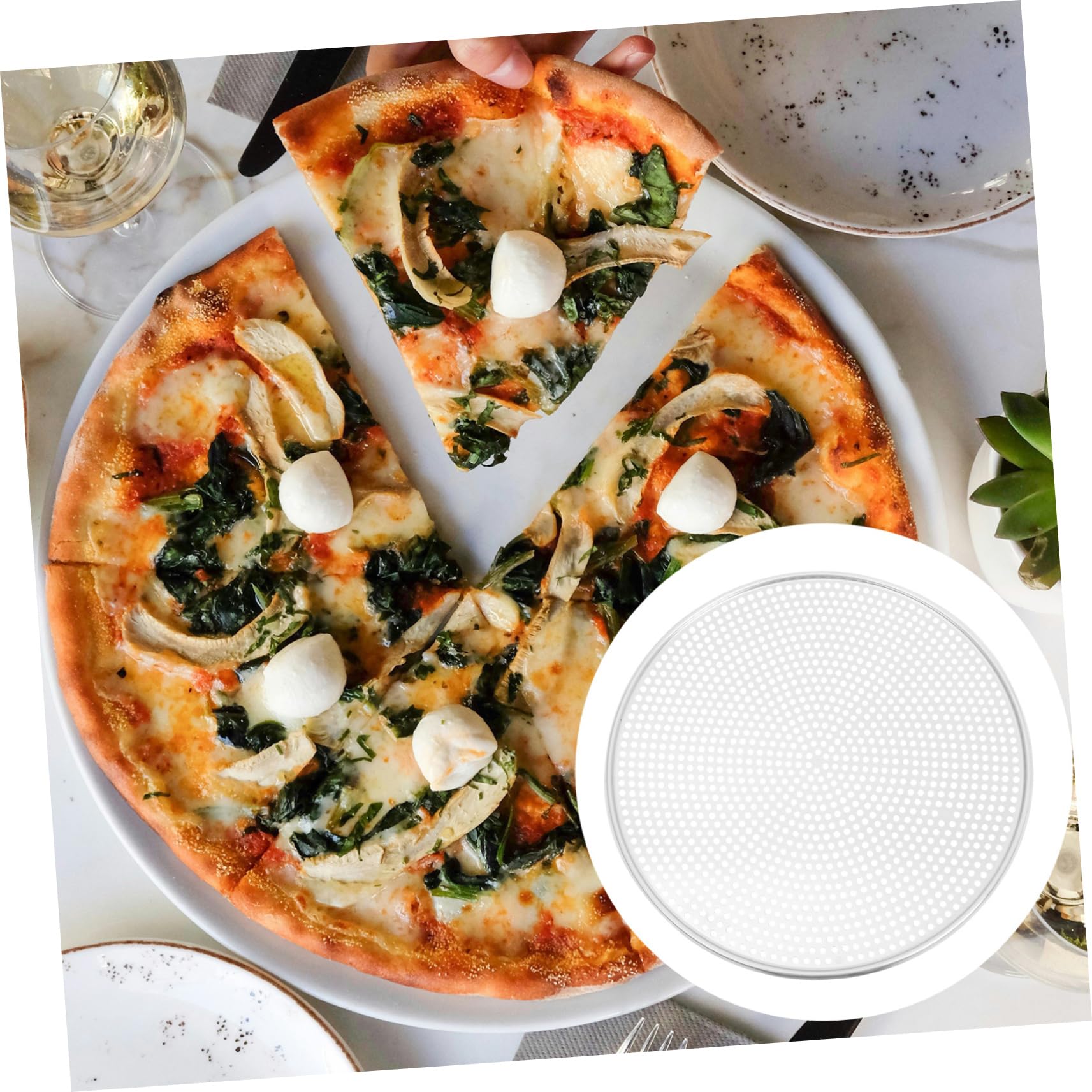 Lurrose Teglia Pizza Forata Rotonda in Alluminio, 16 Pollici, Facile da Pulire, Dissipazione del Calore, per Casa e Caffetterie