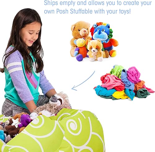 Miniatura 342 de Posh Funda de Silla Puf Rellenable para Almacenamiento de Animales de Peluche para Niños - Organizador de Juguetes Infantiles, Grande-38 - Lona