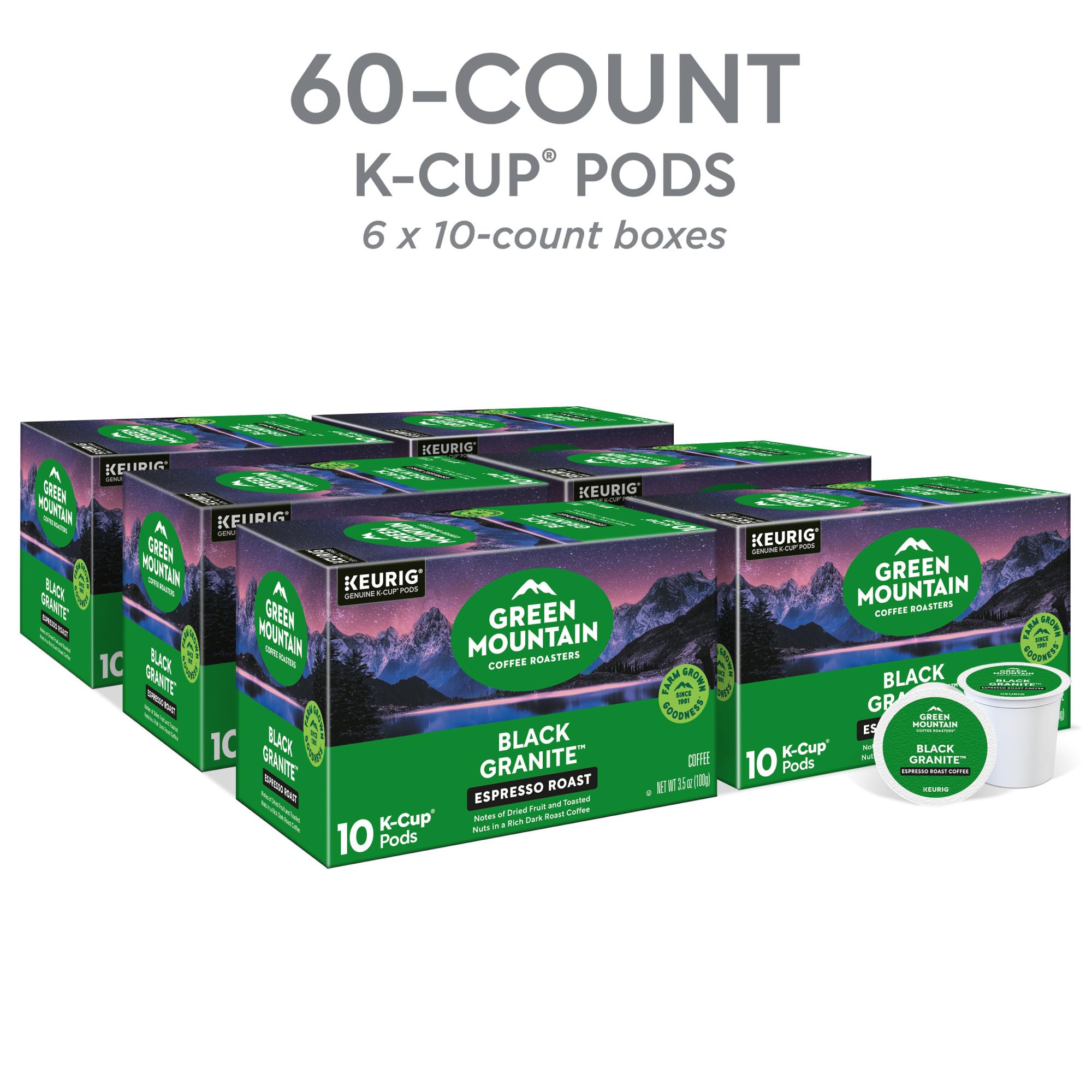 Green Mountain Coffee Roasters Black Granite Keurig Single Serve K-Cup Pods Espresso Style Dark Roast 60 Count 6 Packs of 10 product thumbnail 6