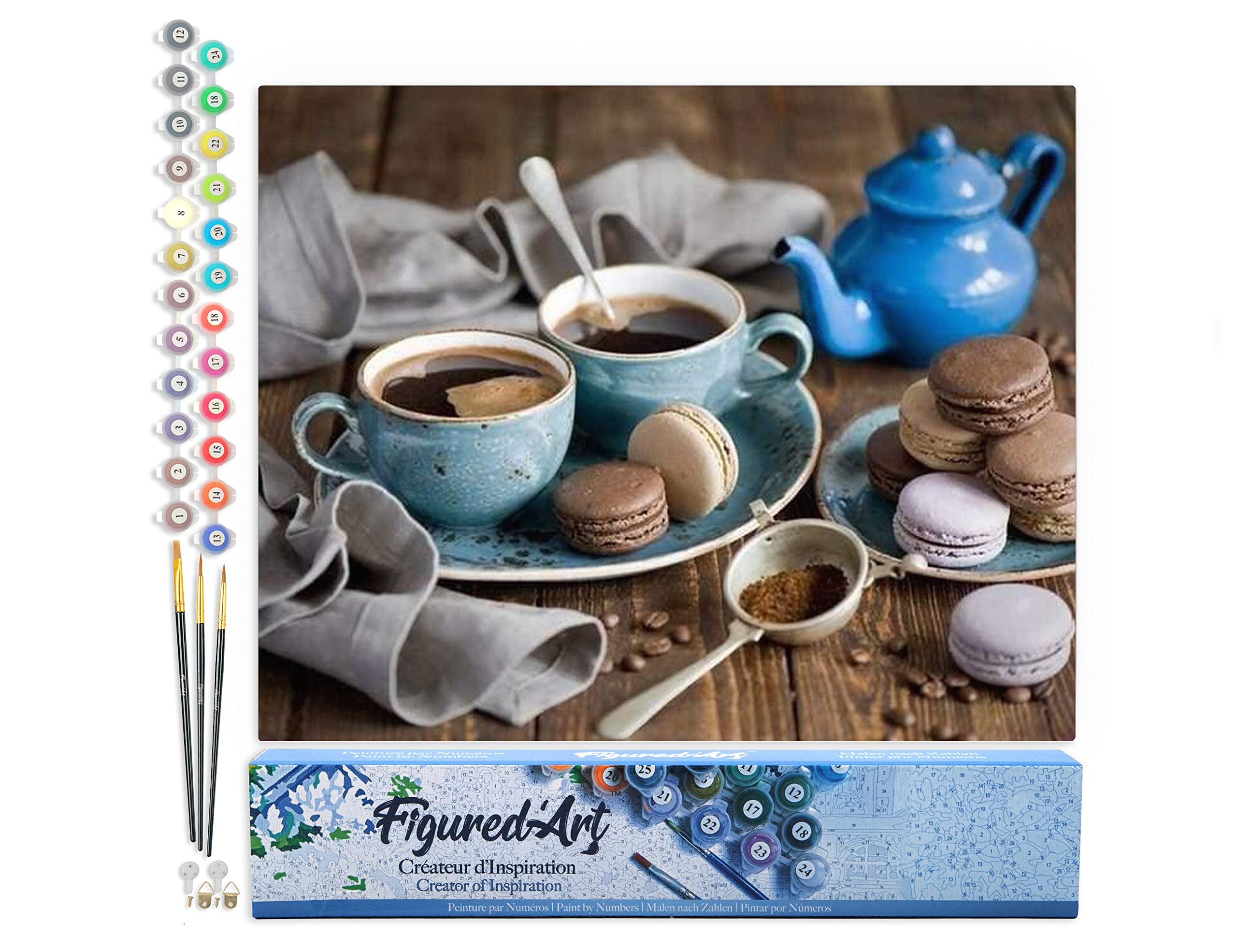 Figured'Art Paint by Numbers for Adults Hot Chocolate 40x50cm - Craft Art Painting DIY Kit Rolled Canvas Without Frame — image 1