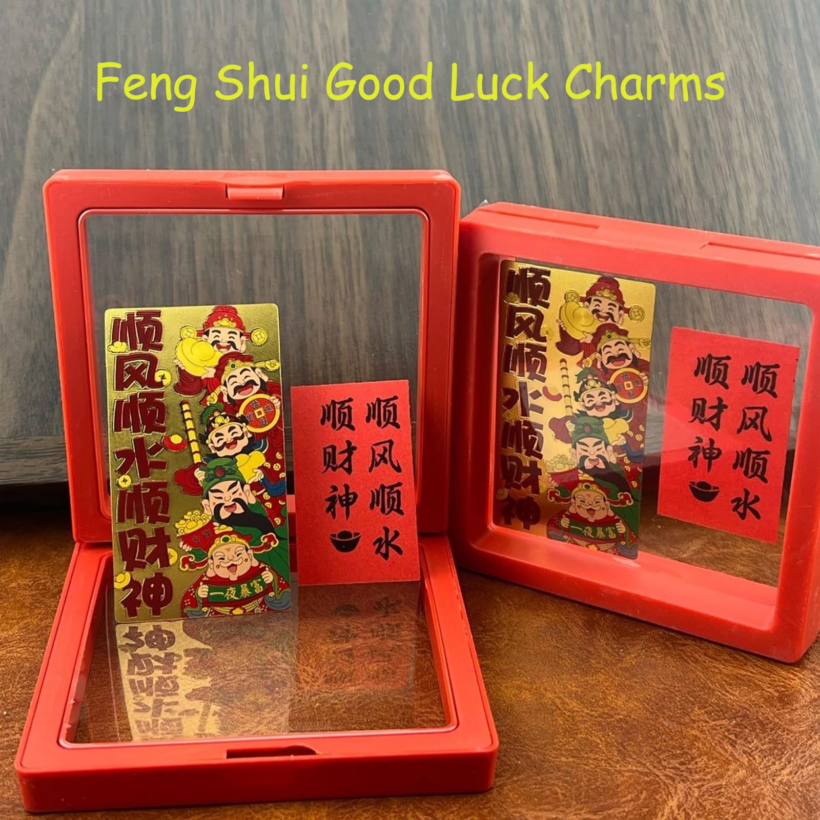 Condition photo showing New/Like New for Traditional Chinese Feng Shui Amulet Imitation Gold foil Card Amulet omamori Talisman for Wealth Feng Shui Good Luck Charms Traditional Craft 1.5 x 2.7 inches