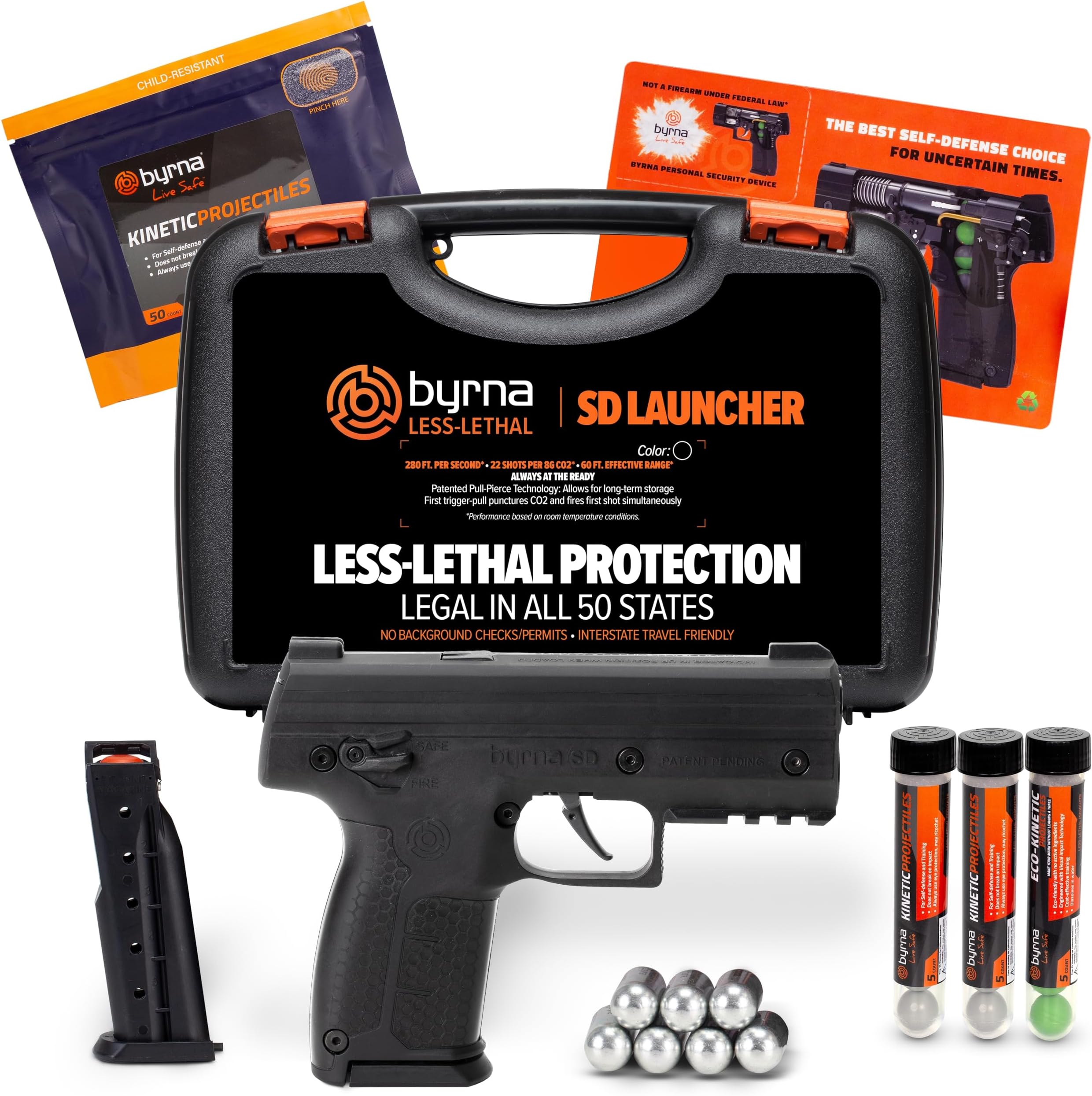 Byrna SD [Self Defense] Kinetic Launcher Ultimate Bundle - Non Lethal Kinetic Projectile Launcher, Home & Personal Defense | Proudly Assembled in The USA