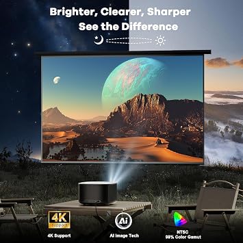 ONOAYO Outdoor-Projector-4K with 60W Dolby Audio and Official Licensed Apps | 3500 Bright, AI Auto Focus, Smart-Projector with WiFi and Bluetooth, ONO5Pro 2.0 Movie Projector for Indoor/Outdoor, 2026New