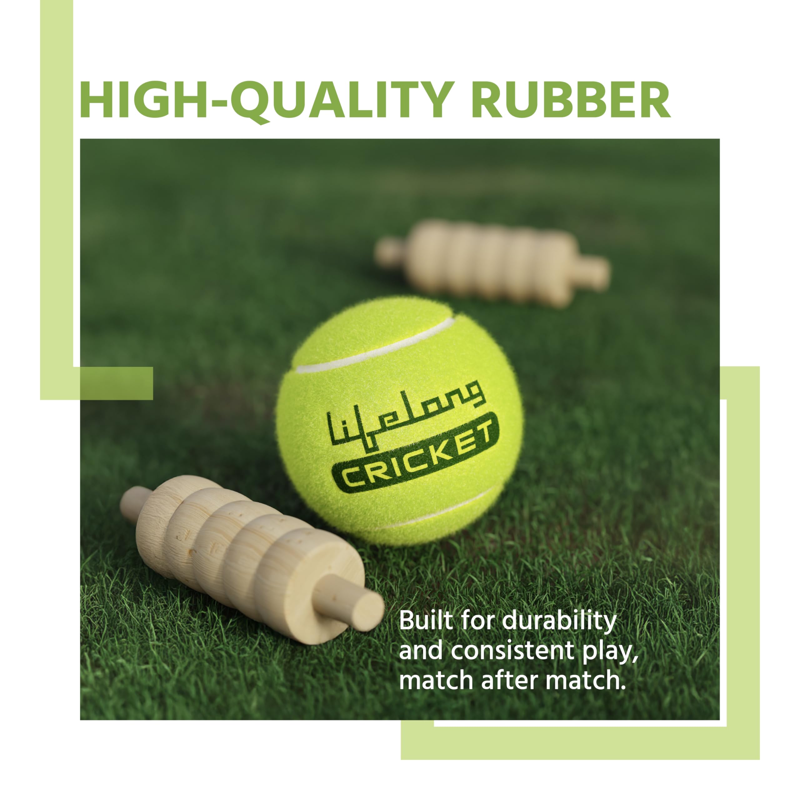 Lifelong Rubber Soft Cricket Tennis Ball | Green Tennis Ball for Cricket Tournament | Durable Lawn Play Soft Balls (Set of 3) 2