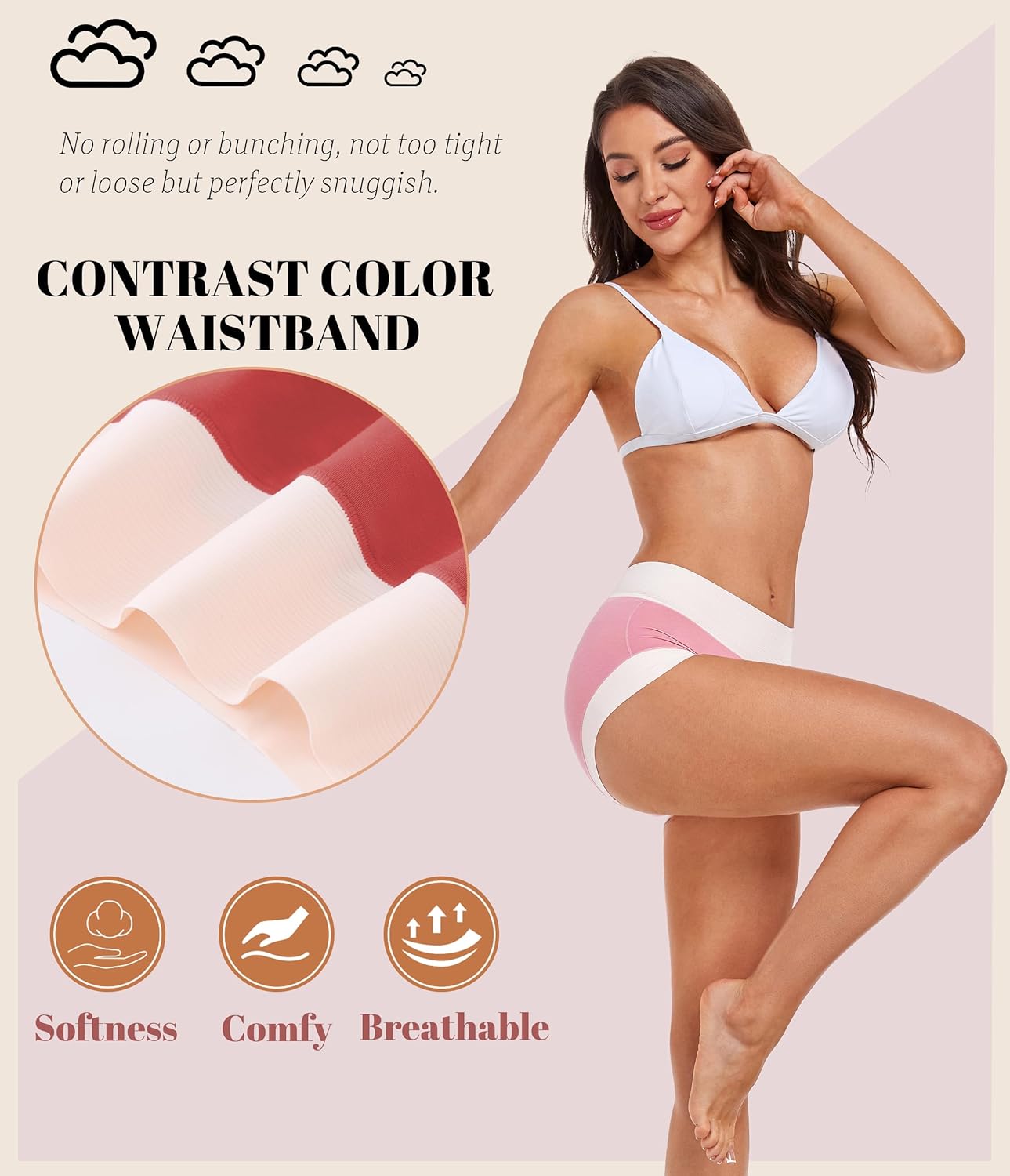 ANLIQI Womens Underwear Pack Bikini Briefs Panties Cotton Modal Moisture Wicking Soft Hipster Undies for Ladies - Image 3