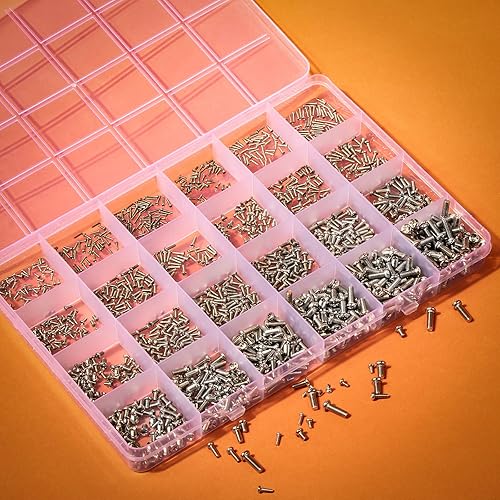 Miniatura 3 de 1200 piezas Phillips Pan Head Pequeña Máquina Scews, Tornillo pequeño, Tornillo Pequeño Tornillo de Cabeza Pan, Mini Tornillo Surtido Kit para
