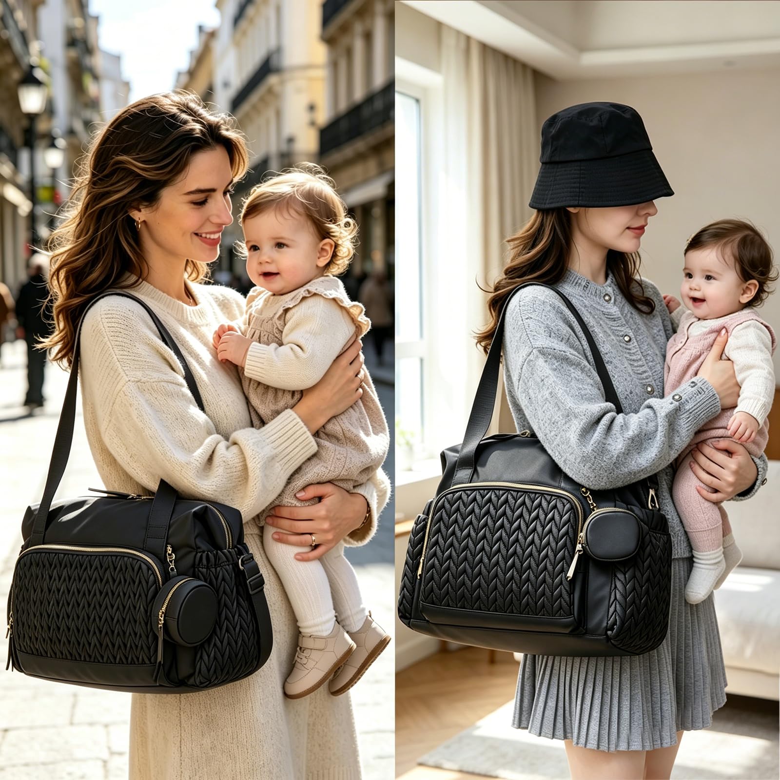 Sac à langer multifonctionnel avec étui à tétine, grande capacité, pour maternité et bébé, voyage, sac à langer, plage