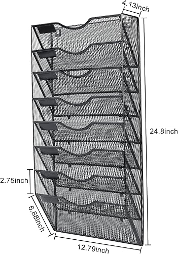 Vista 45 de PAG Soporte de pared colgante para archivos, organizador de correo, soporte para documentos, 5 niveles, negro