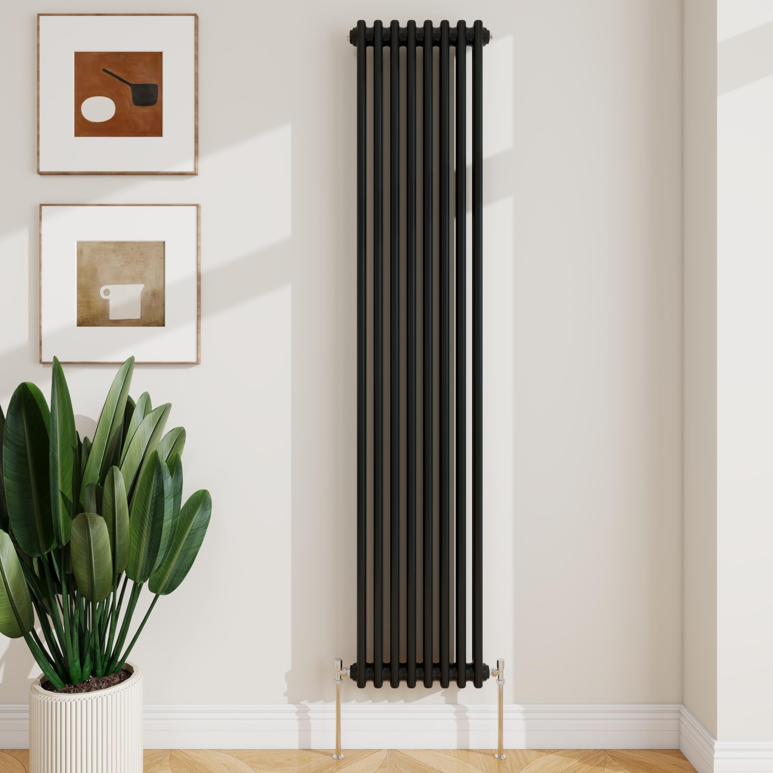 SLINE SANITARY 1800x380mm Cast Iron Style Traditional 2 Column Vertical Black Central Heating Radiator