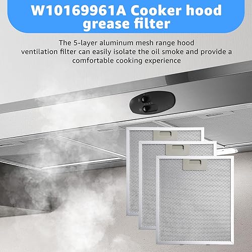 Miniatura 5 de W10169961A - Filtro de ventilación de repuesto para campana extractora (3 unidades), compatible con Whirlpool, Ikea, Kitchen Aid, Jenn Air, filtro