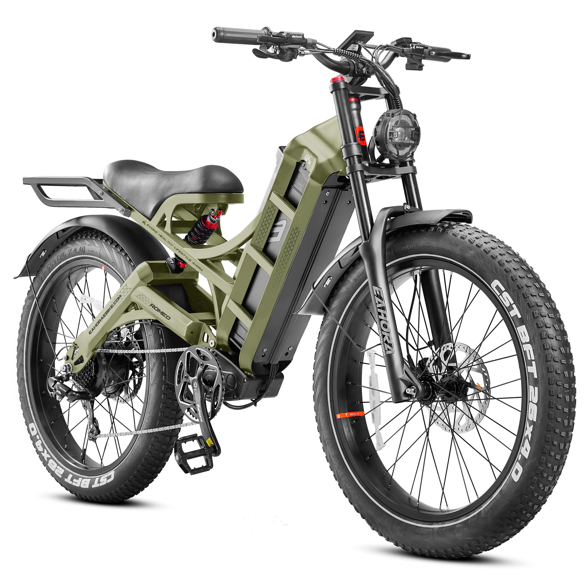 Romeo Pro II 1600W/4000W Electric Bike for Adults 52V 60AH/70AH Long Range Dual Motor Electric Mountain Bike Dual Hydraulic Brakes Full Suspension EBike Colorful Display Electric Bicycle