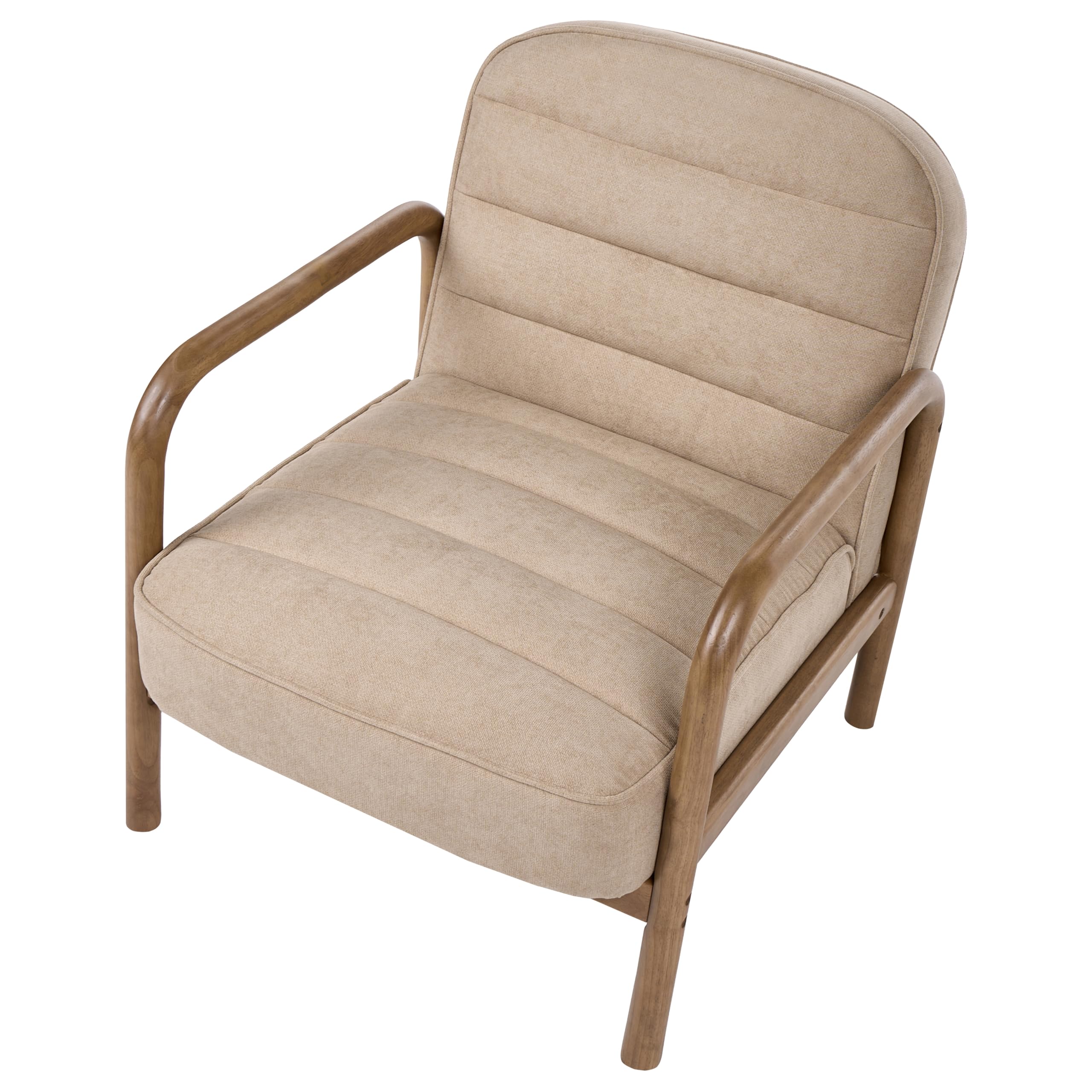 Beliani Poltrona in stile Mid-Century Modern con struttura in legno e rivestimento in tessuto beige