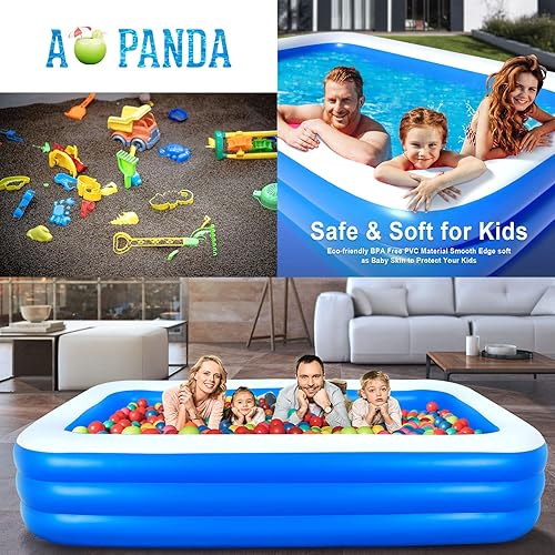 Miniatura 3 de Piscina inflable para niños y adultos, piscina inflable de 120 x 72 x 22 pulgadas, piscina familiar gruesa de gran tamaño para niños pequeños, al