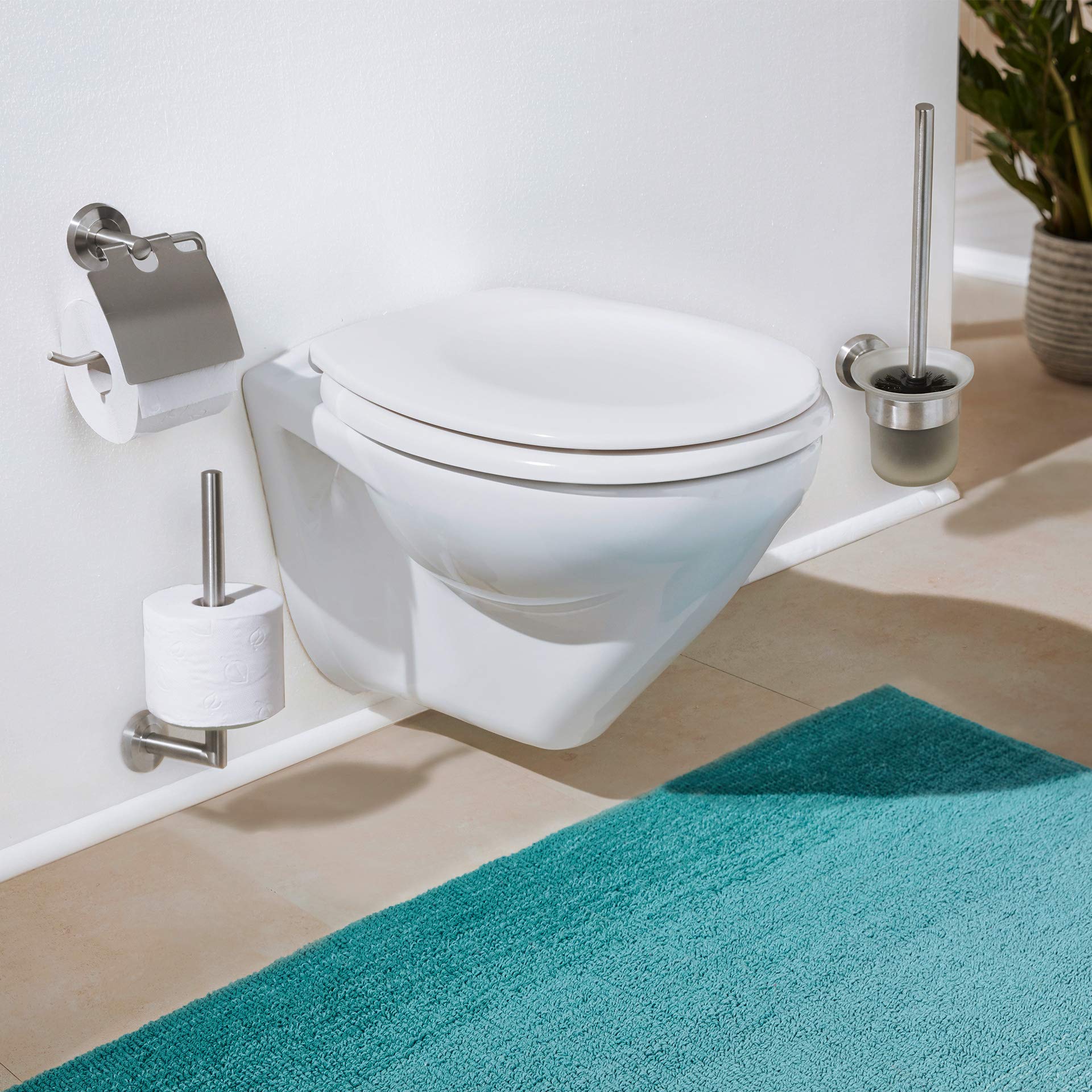 WC Bürste zur Wandbefestigung aus Edelstahl und Glas