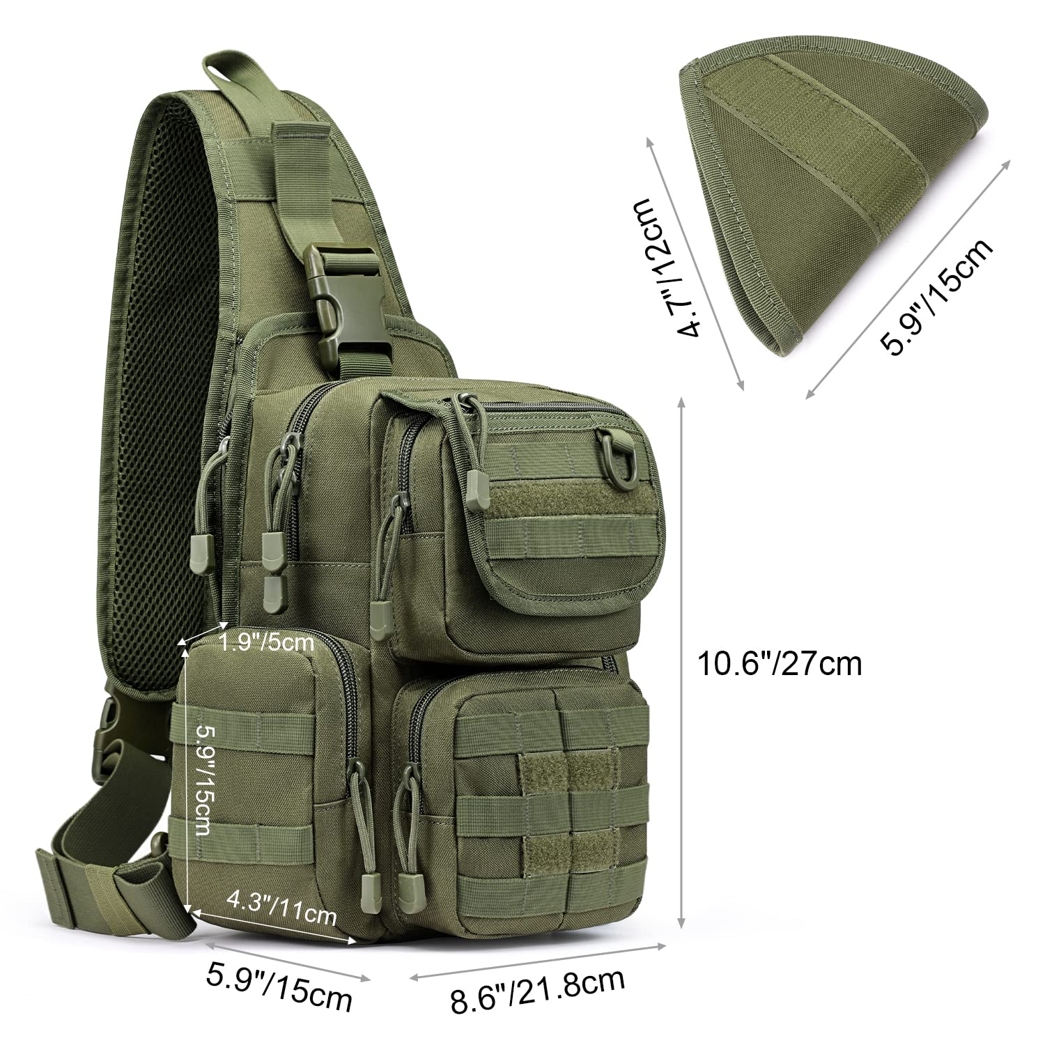 G4Free Outdoor Tactical Sling Backpack Sport Daypack Small Shoulder Crossbody Rucksack Chest Pack for Walking Bike Cycling Camping Hiking Trekking - Image 4