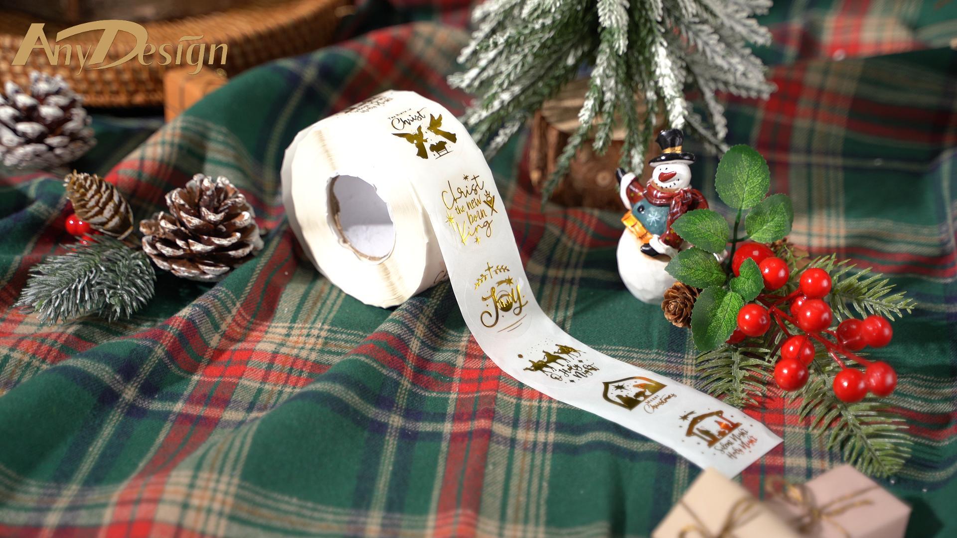 Amazon.com: 1000Pcs Clear Christmas Stickers Roll Gold Foil