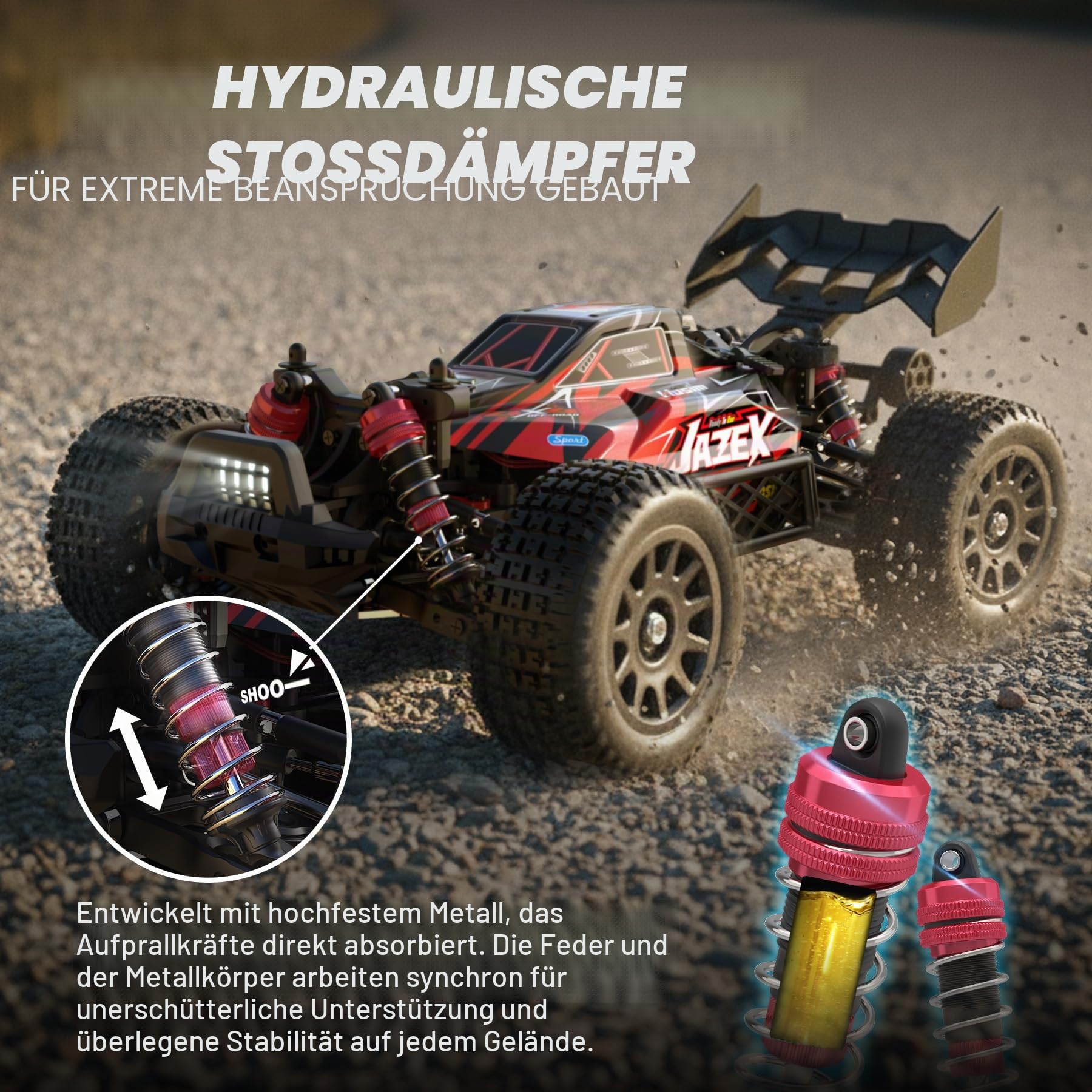 Hosim 1/14 RC Auto Ferngesteuertes Auto für Erwachsene & Kinder, 60 km/h Brushless Buggy 4WD Offroad, Wasserdichtes High-Speed RC Fahrzeug für Gelände/Sand/Schnee, Geschenk ab 8 Jahren