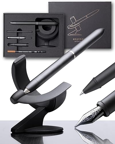 novium Hoverpen 30 Pluma estilográfica minimalista de lujo y bolígrafo roller caja de regalo todo en uno hecha en metal estética futurista
