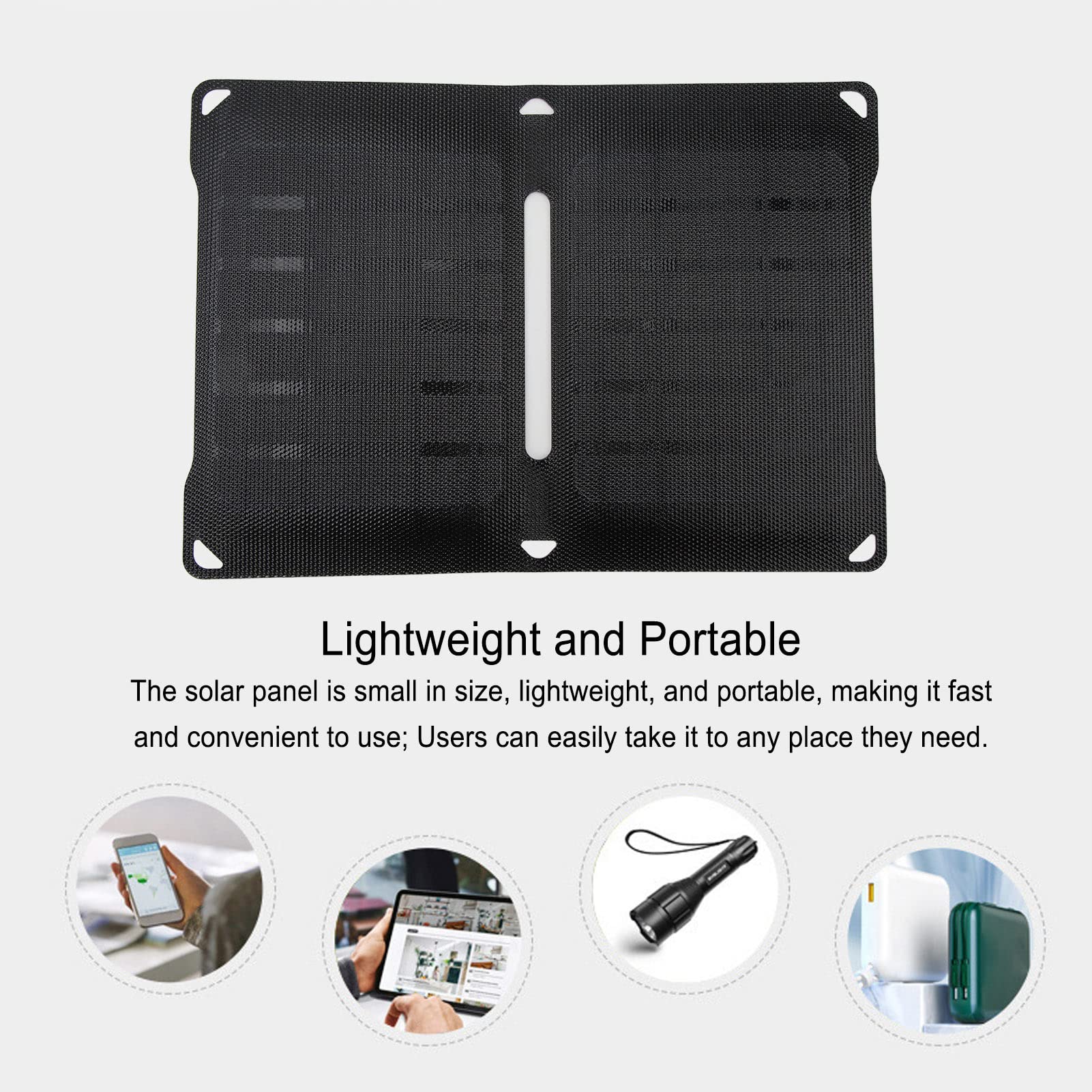 Cargador Solar Impermeable para Camping, 10 W, Diseño Plegable Compacto para Uso en Exteriores, Fuente de Alimentación Ecológica Ligera de 502 G