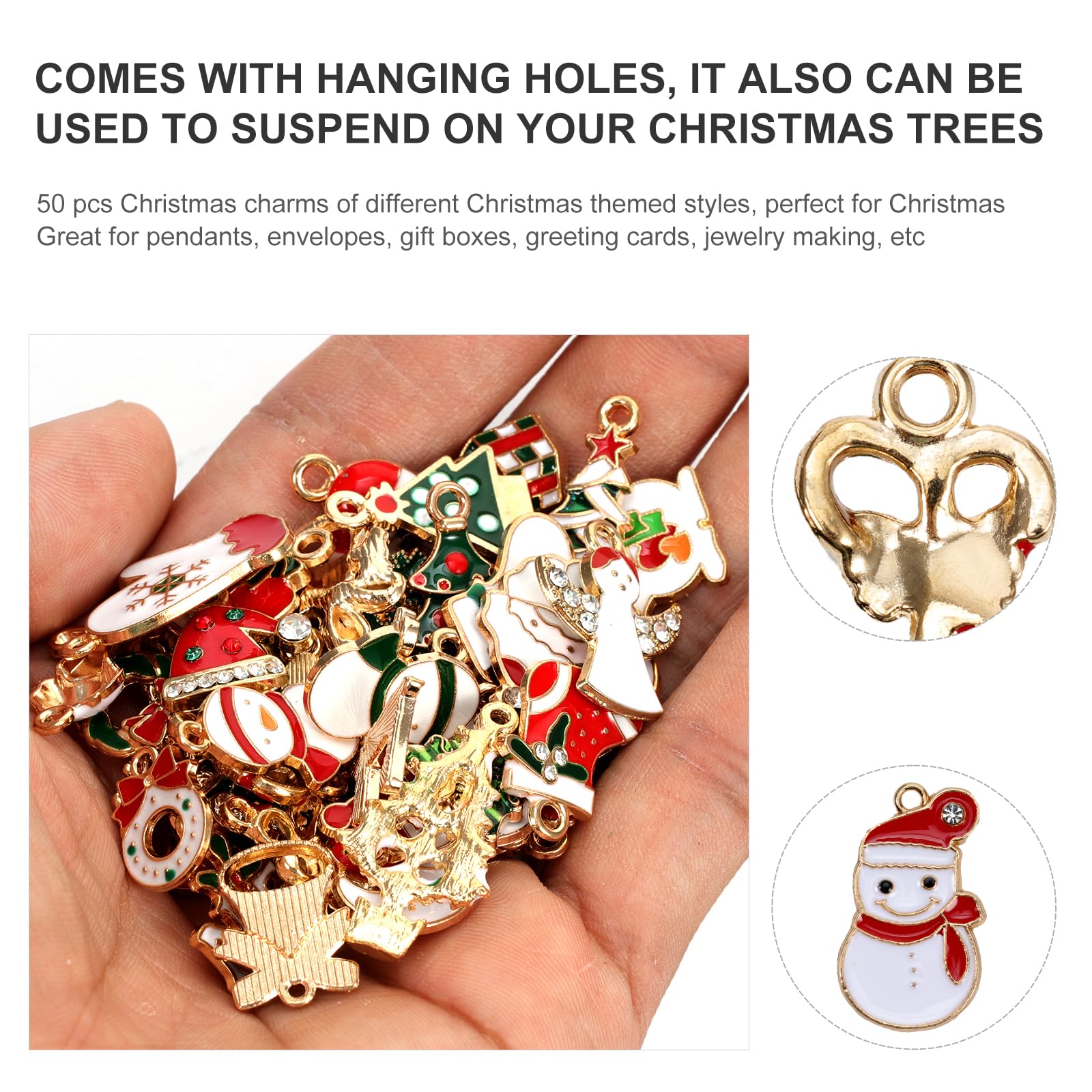 Angoily 150 Pezzi Pendenti in Smaltata Natalizi per Appendere Ciondoli Natale per Bracciali Collane Decorazioni Natale e Accessori Fai da Te per Feste e Regali