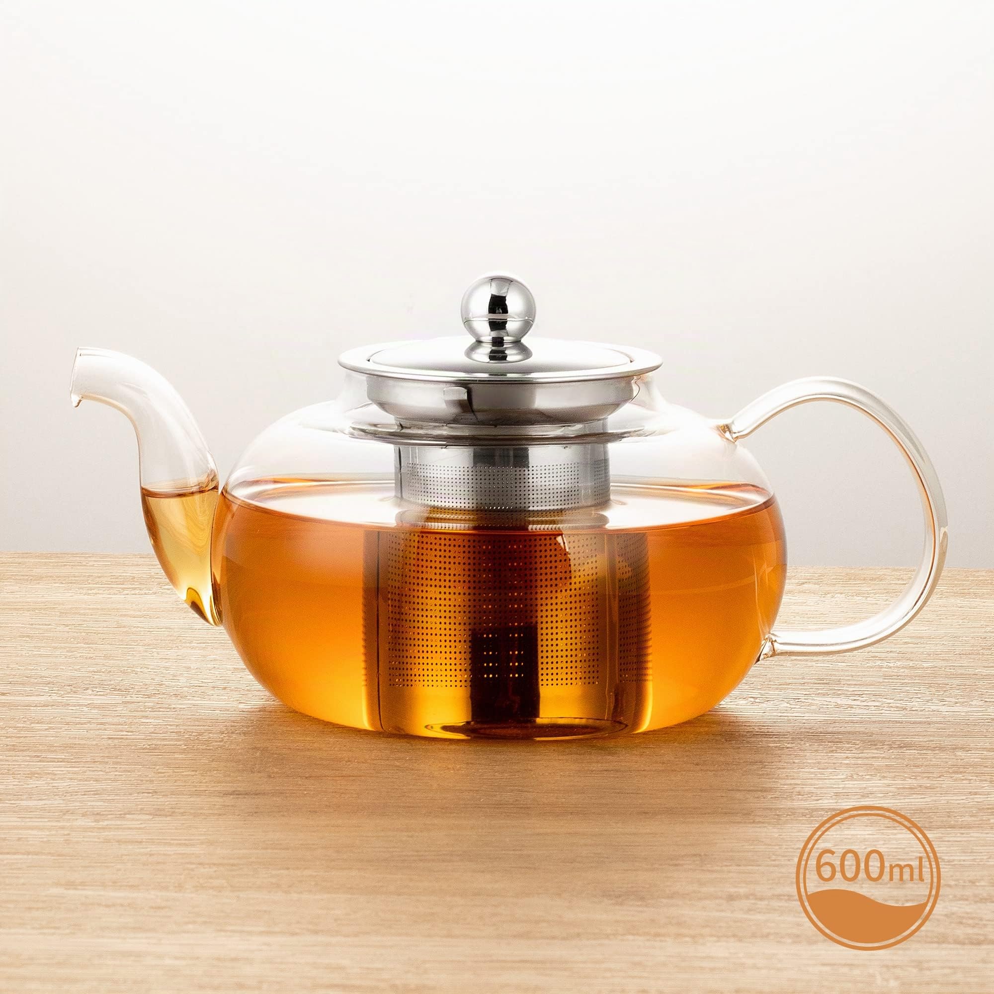 AdelDream Tetera de cristal con infusor (1200 ml+calentador de té)