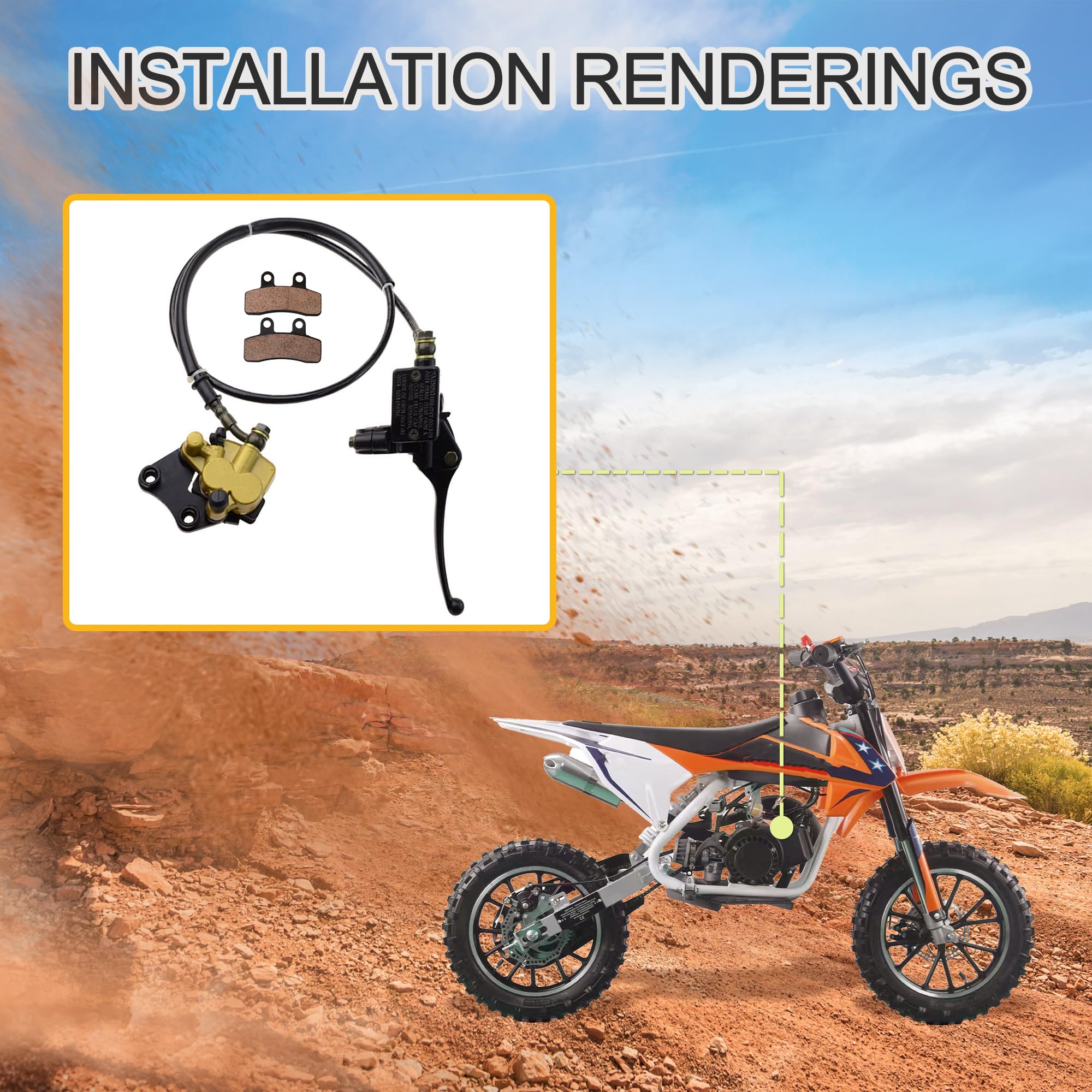 GOOFIT Vordere Scheibenbremse Hauptbremszylinder Bremssattel Mit Bremsbelägen Ersatz Für 50cc-150cc Dirtbike Pitbike