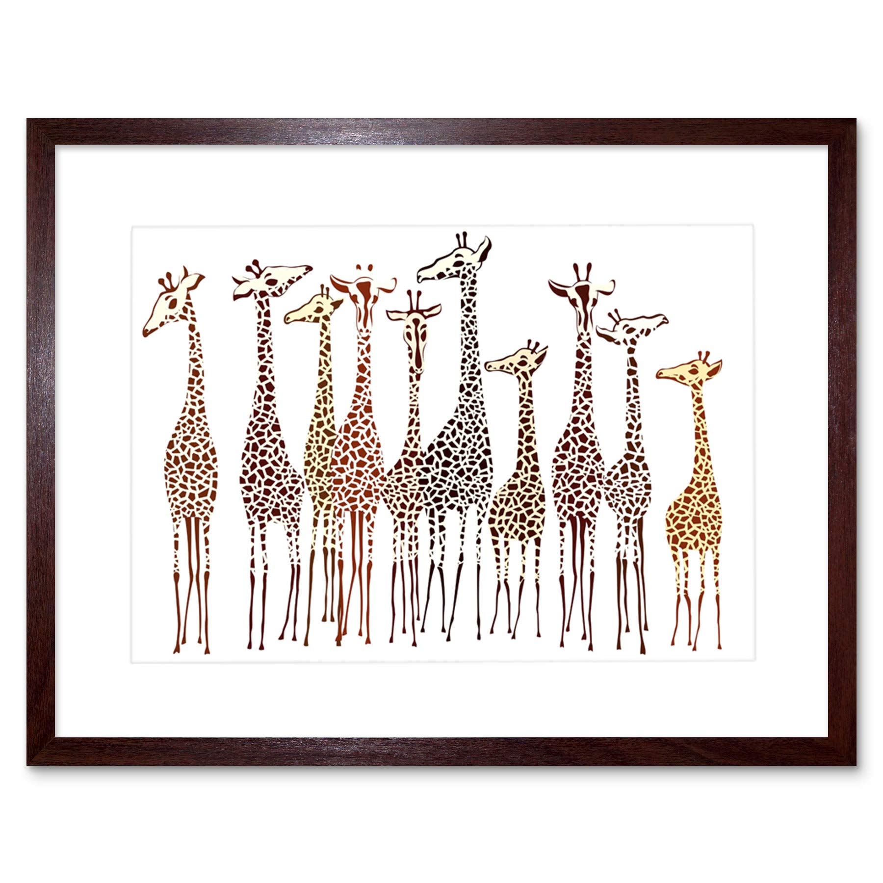 Wee Blue Coo Dt Illustration Group Of Giraffes Framed Wall Art Print
