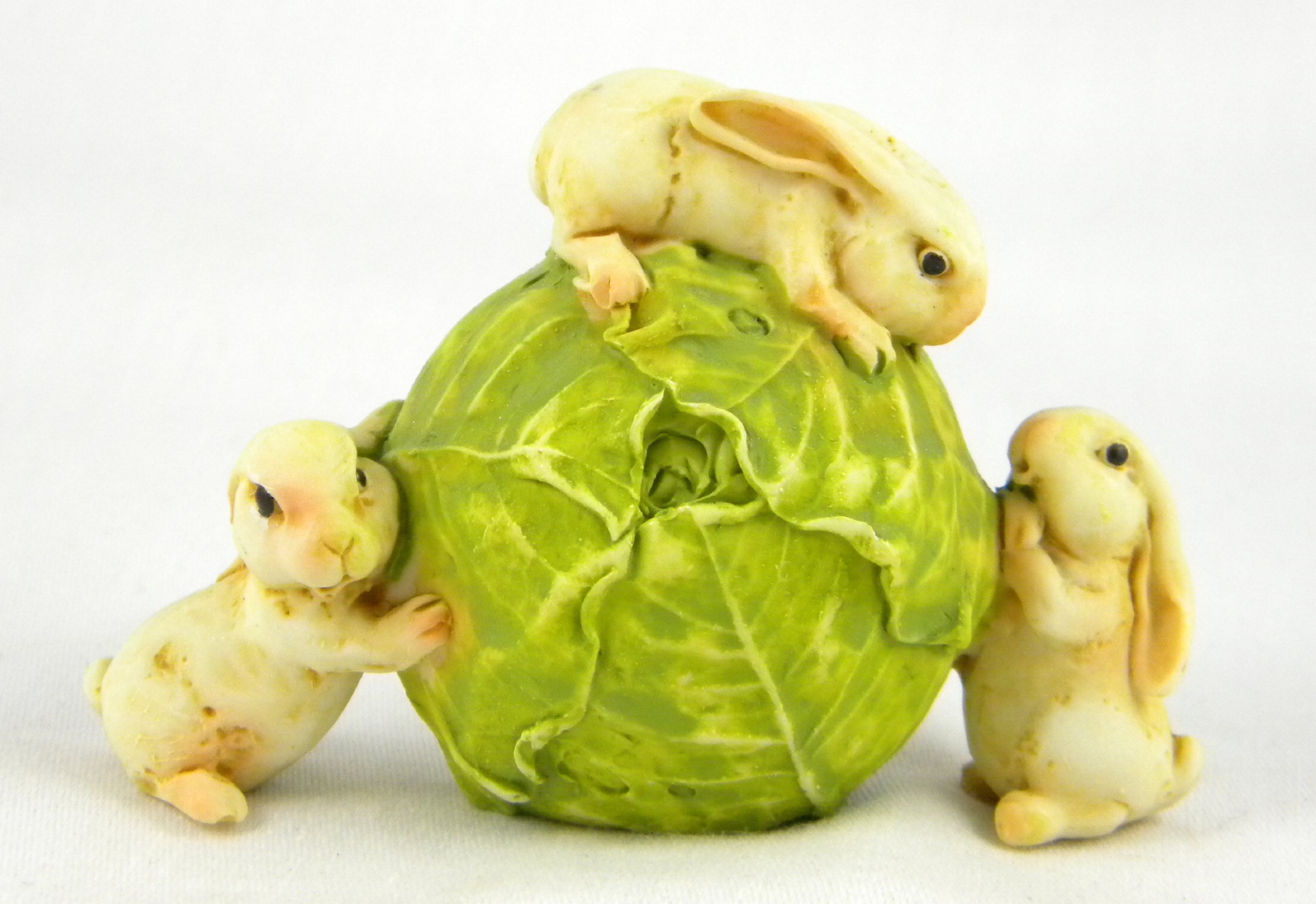 Top Collection Enchanted Story Fairy Garden Rabbits Rolling Cabbage Outdoor Statue