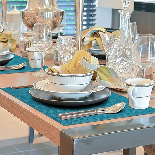 Miniatura 2 de Winknowl Manteles individuales, lavables de vinilo tejido para interiores y exteriores, resistentes al calor y al agua, elegantes manteles para mesa