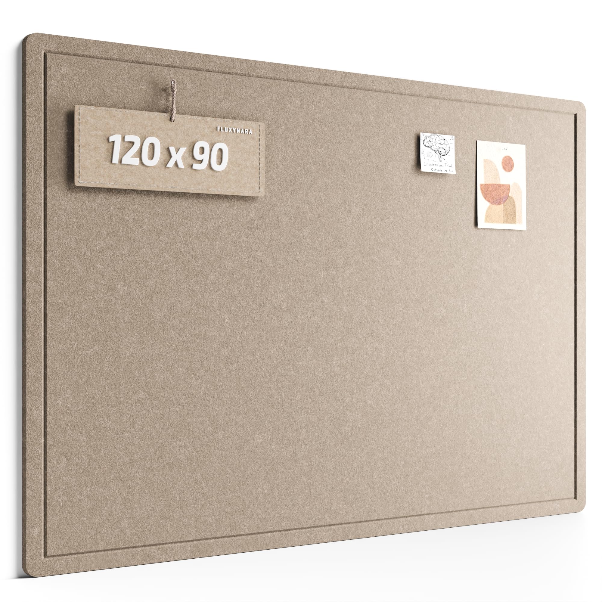 Fluxynara Large Bulletin Board, 120 x 90cm Cork Board Alternative with 24 Safe Removable Adhesive Tabs, Foldable Felt Pin Board for Home Office, Classroom, Bedroom,Entryway for Walls— Taupe — image 1
