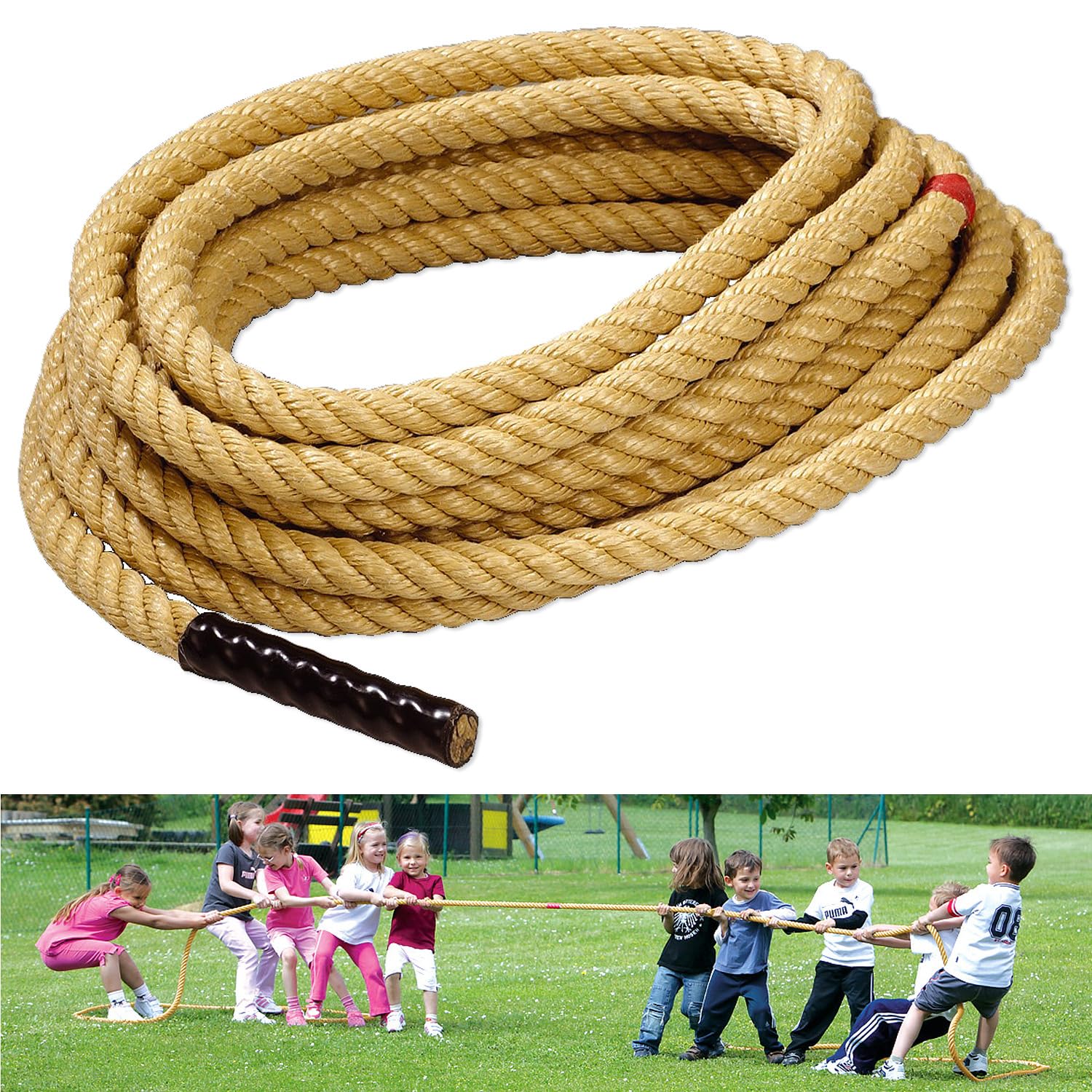 Sport-Thieme Ziehtau Outdoor | Hochwertiges Seil zum Tauziehen für draußen, Kita, Schule | Aus wetterfestes, Robustes Polypropylen | In 5 Längen: 8, 10, 12, 14 o. 23 m | Markenqualität