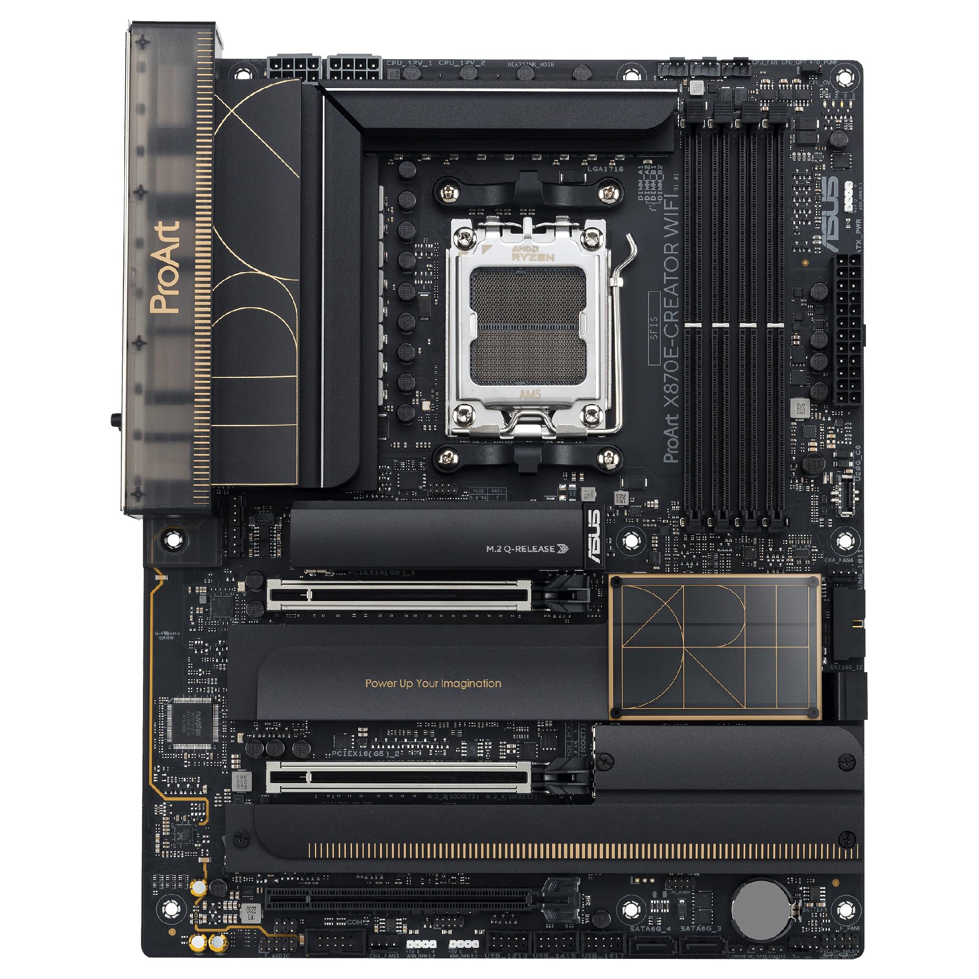 ASUS ProArt X870E-CREATOR WiFi -Placa Base AMD X870E ATX, PCIe 5.0 x16 Compatible con GPU de última generación, 16+2+2 etapas de Potencia, DDR5, Doble USB4, LAN de 10 GB y 2,5 GB, WiFi 7, 4X M.2