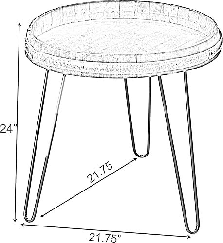 Miniatura 3 de Vintiquewise Mesa de centro de madera con diseño de barril de vino
