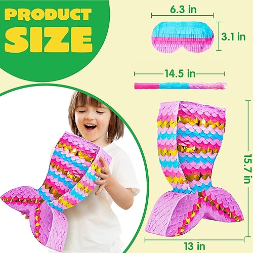 Miniatura 10 de Piñata de dinosaurio con murciélago de plástico y venda de papel (15.75 pulgadas de alto x 10.5 pulgadas de ancho x 3 profundidad), fiesta del Cinco