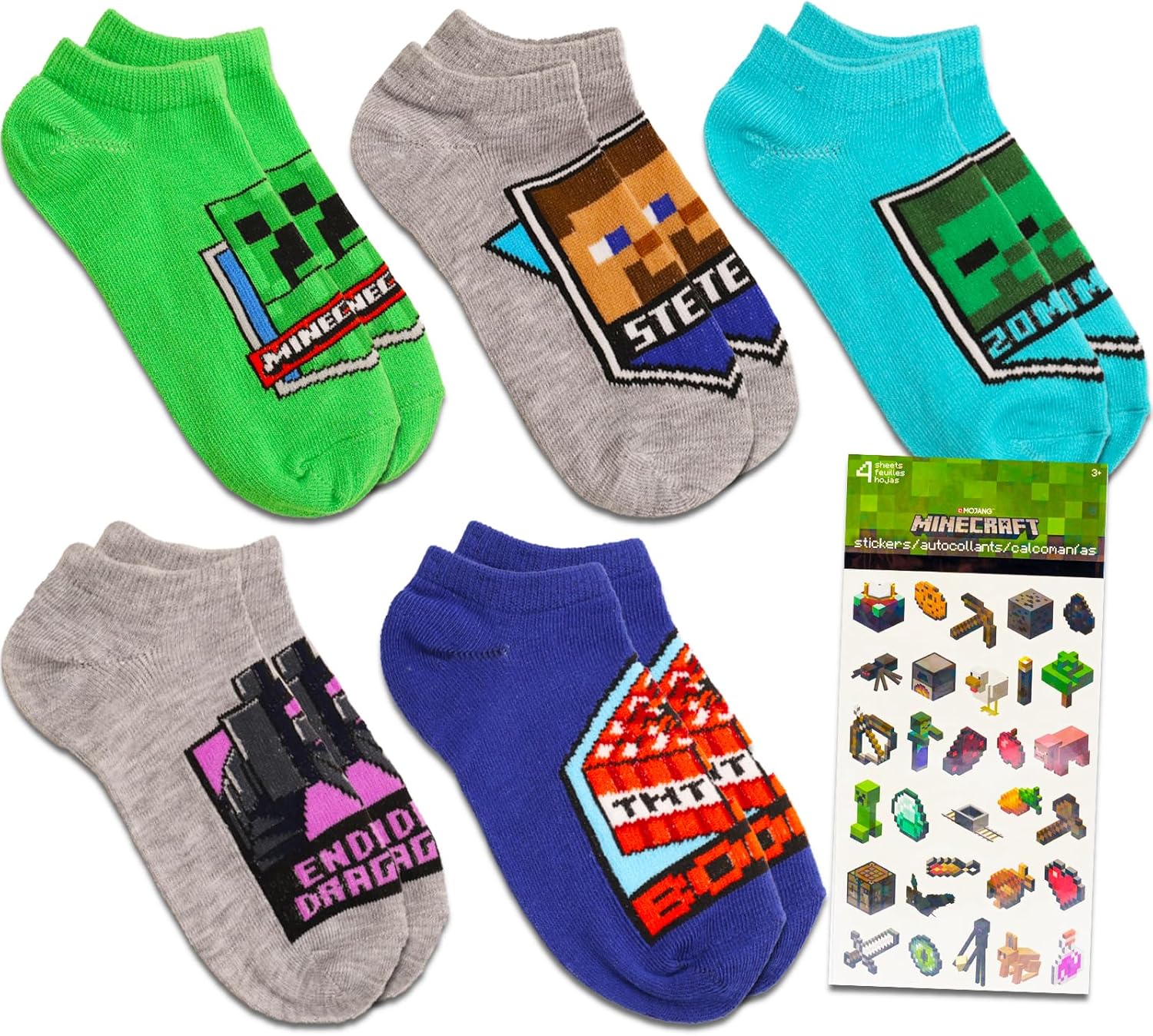 Nickelodeon Minecraft Socks Bundle 5 Pairs of Minecraft