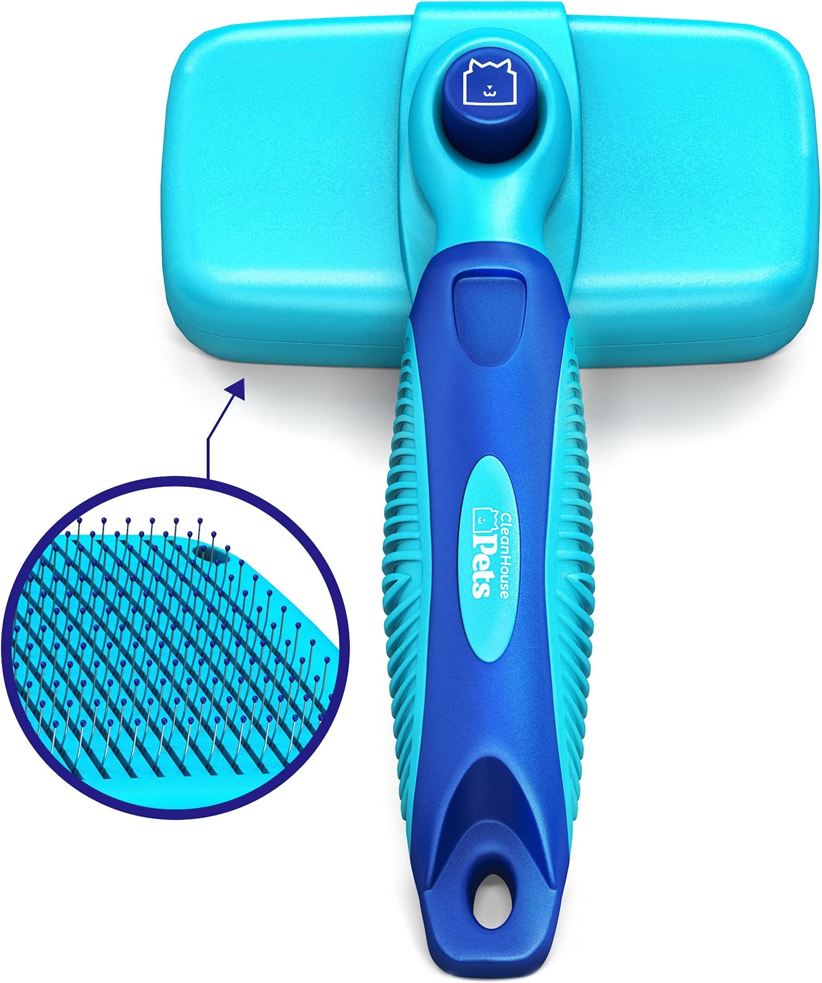 Dog Hair Brush for Shedding & Grooming/Cat Brush | Pain Free Bristles, Gently Removes Loose Hair on Dogs & Cats. Great Dog Grooming Supplies, Cat & Dog Brush for Shedding - by CleanHouse Pet Supplies