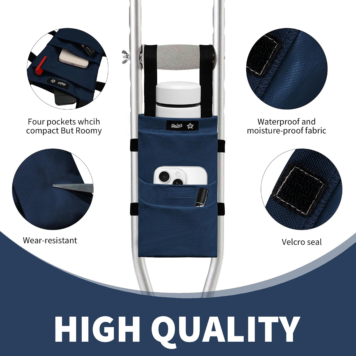 SPRING SEAON Crutches Padding & Crutch Bag (5 PCS) - Crutch Pads for Armpits and Hand Grips Water-Resistant Pouch for Crutches Crutch Cushions Crutches Accessories for Kids, Men, Women