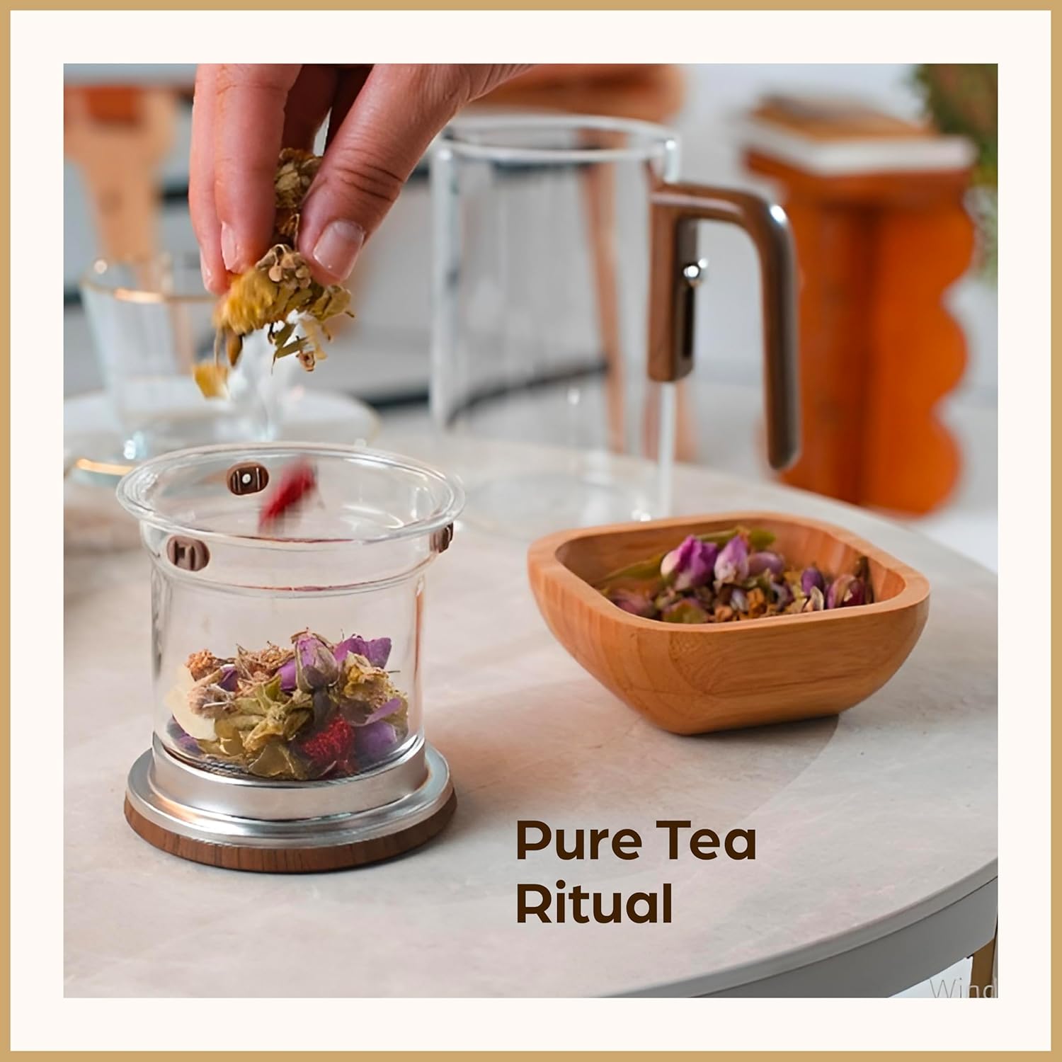 Enchanti Tea Pot - Modern Glass Infuser Teapot - Water Separation Magic Teapot with Heat-Resistant Handle - Elegant Gift Box & Writable Card - Perfect for Loose Leaf Tea - 600 ML (20oz) - Image 2