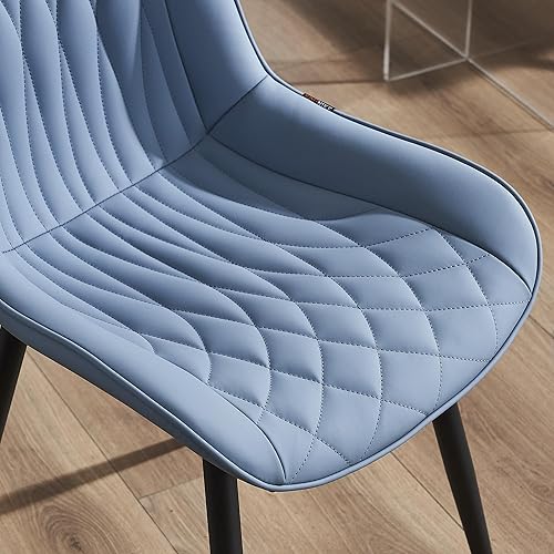 Miniatura 4 de YOUNIKE Blue Dining Chairs Set of 2 with High Backs Mid Century Modern Kitchen & Dining Room Chairs PU Faux Leather Upholstered Comfortable Accent