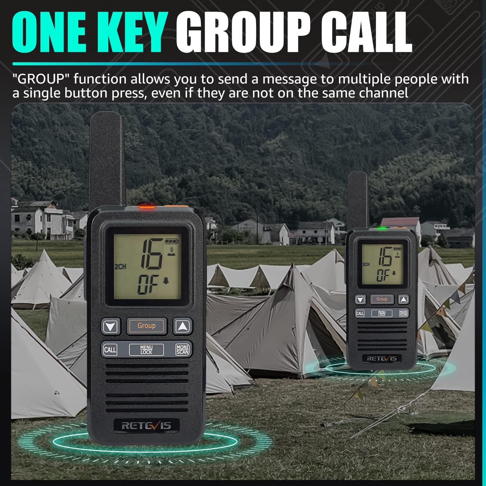 Retevis RB667 Walkie Talkie Profesional Pequeño, PMR446 Walkie Talkie Recargable 1600mAh, Pantalla LCD, VOX, USB-C, para Adultos, Restaurante, Senderismo (Negro,2 Pcs)