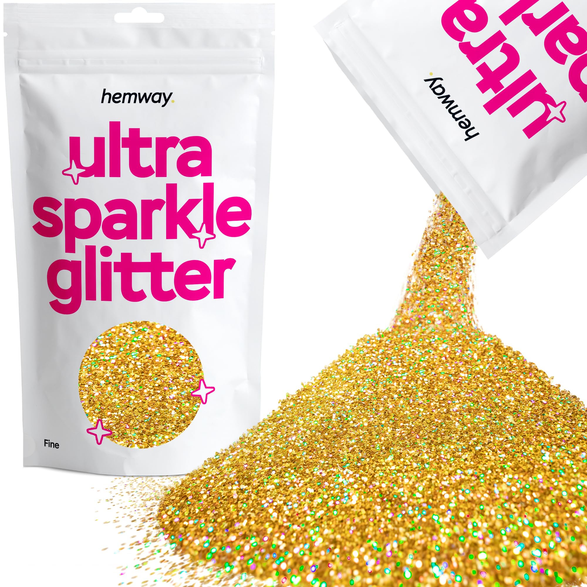 Hemway Ultra Sparkle Glitter Baby Pink Iridescent 100g Fine | Glitter for Arts & Craft, Makeup, Nail Art, Crafting, Card Making, Sparkle Decoration — view 197