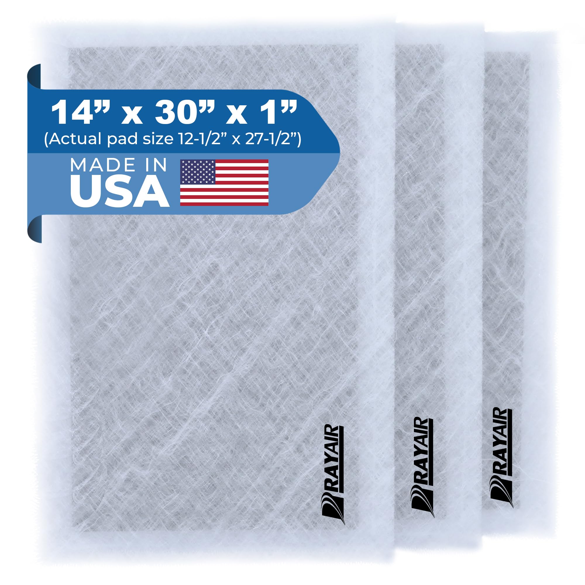 RAYAIR SUPPLY Almohadillas de filtro de repuesto de 14 x 30 pulgadas compatibles con Air Ranger Air Cleaner 14 x 30 (paquete de 3), color blanco