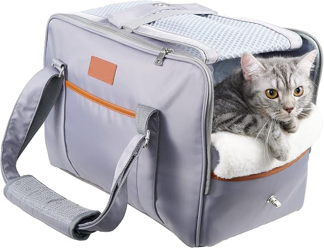 Sailosun Pet Carrier Bag,Cat Carrier,Expandable Travel Pet Bag Top Opening, Removable Mat and Breathable Mesh,Airline Approved Soft Sided,Foldable Transport Bag for Puppy Dogs Cats