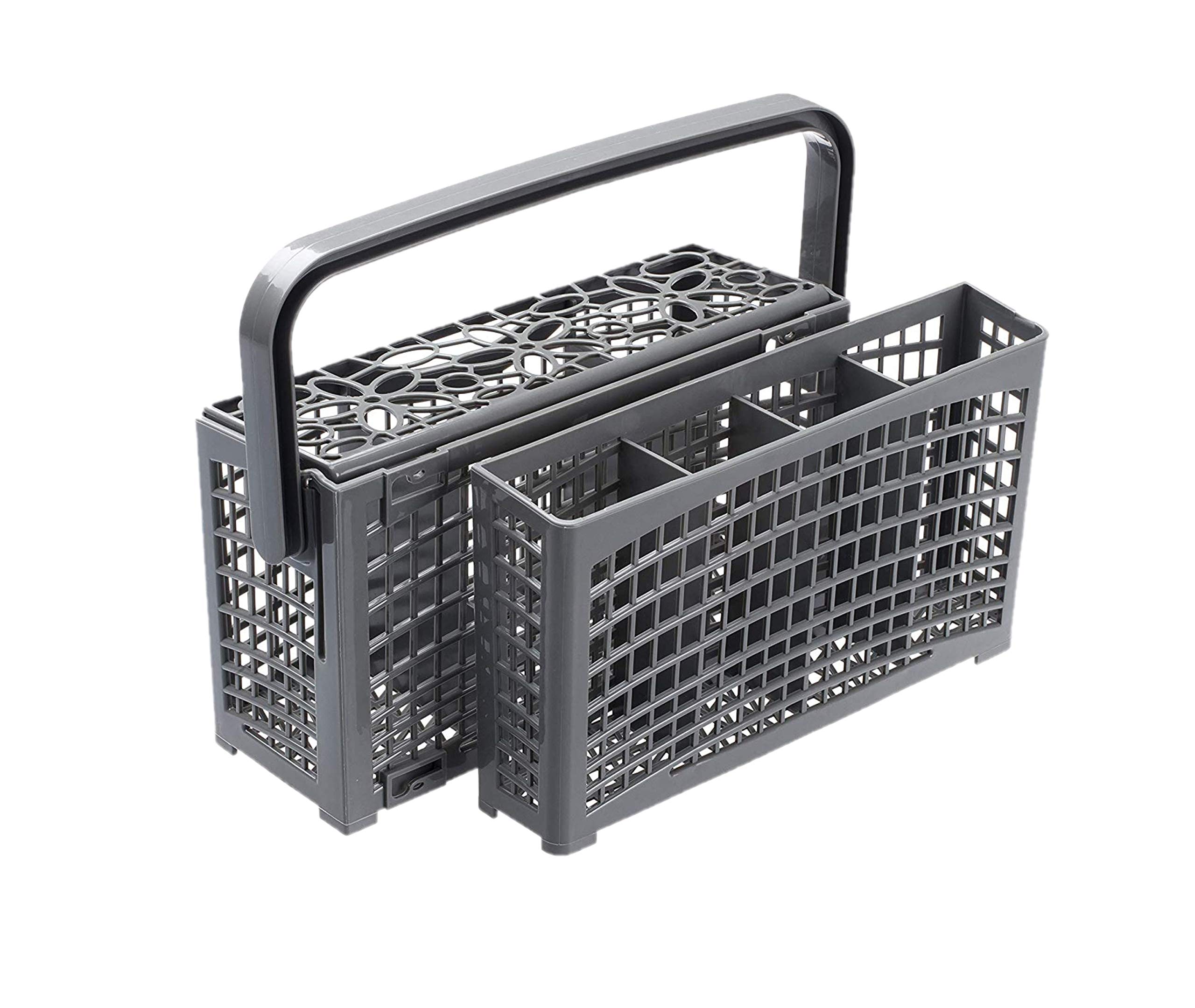 Universal Cutlery Utensil Silverware Plastic Grey Basket 2in1 Detachable To Fit Bosch Samsung Maytag Kenmore Whirlpool KitchenAid LG Fridges