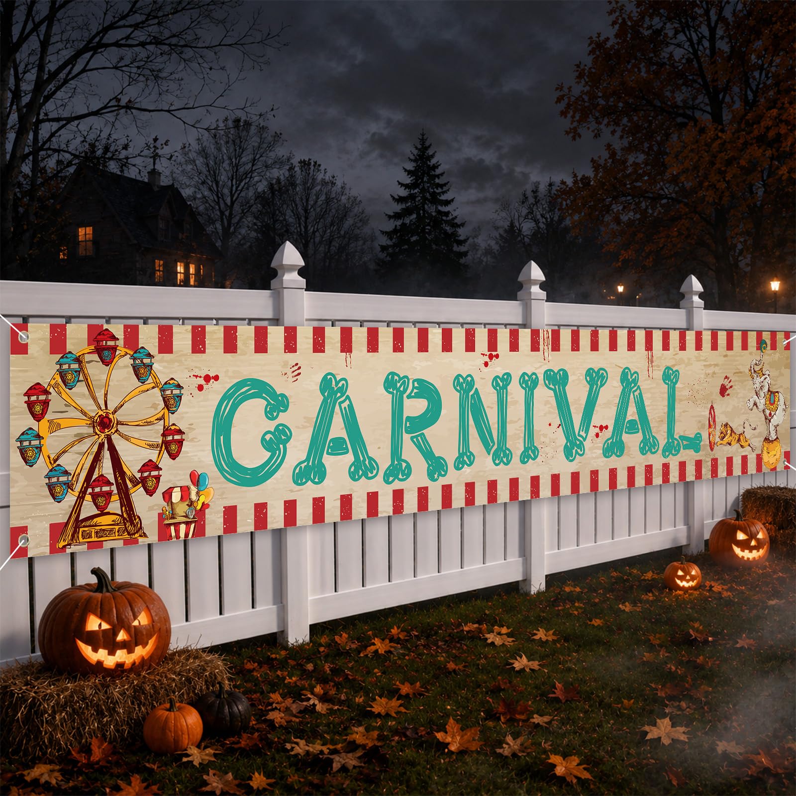 Halloween Decorations Outdoor Banner Clown Carnival Slogan Indoor 300x50cm