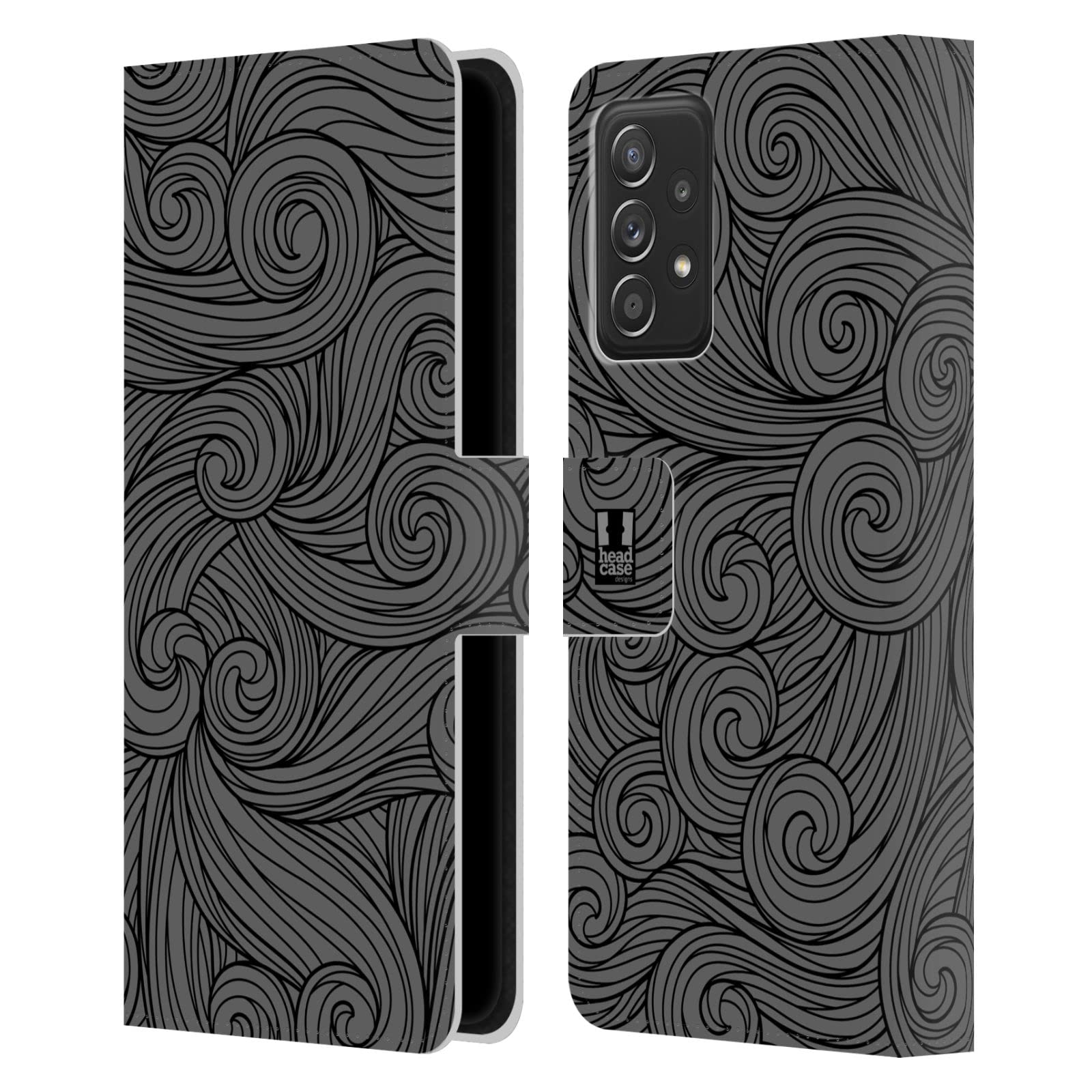 Funda tipo libro Galaxy A52 con tarjetero interno y protección integral gris oscuro 7