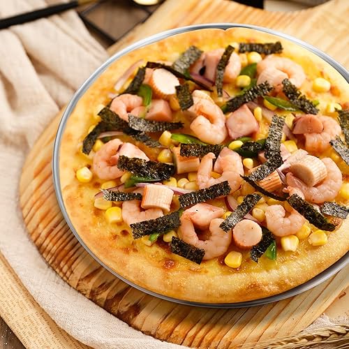 Vista 5 de Deedro Bandeja para hornear pizza, bandeja de pizza de acero inoxidable de 10 pulgadas, bandeja redonda para horno de pizza para el hogar