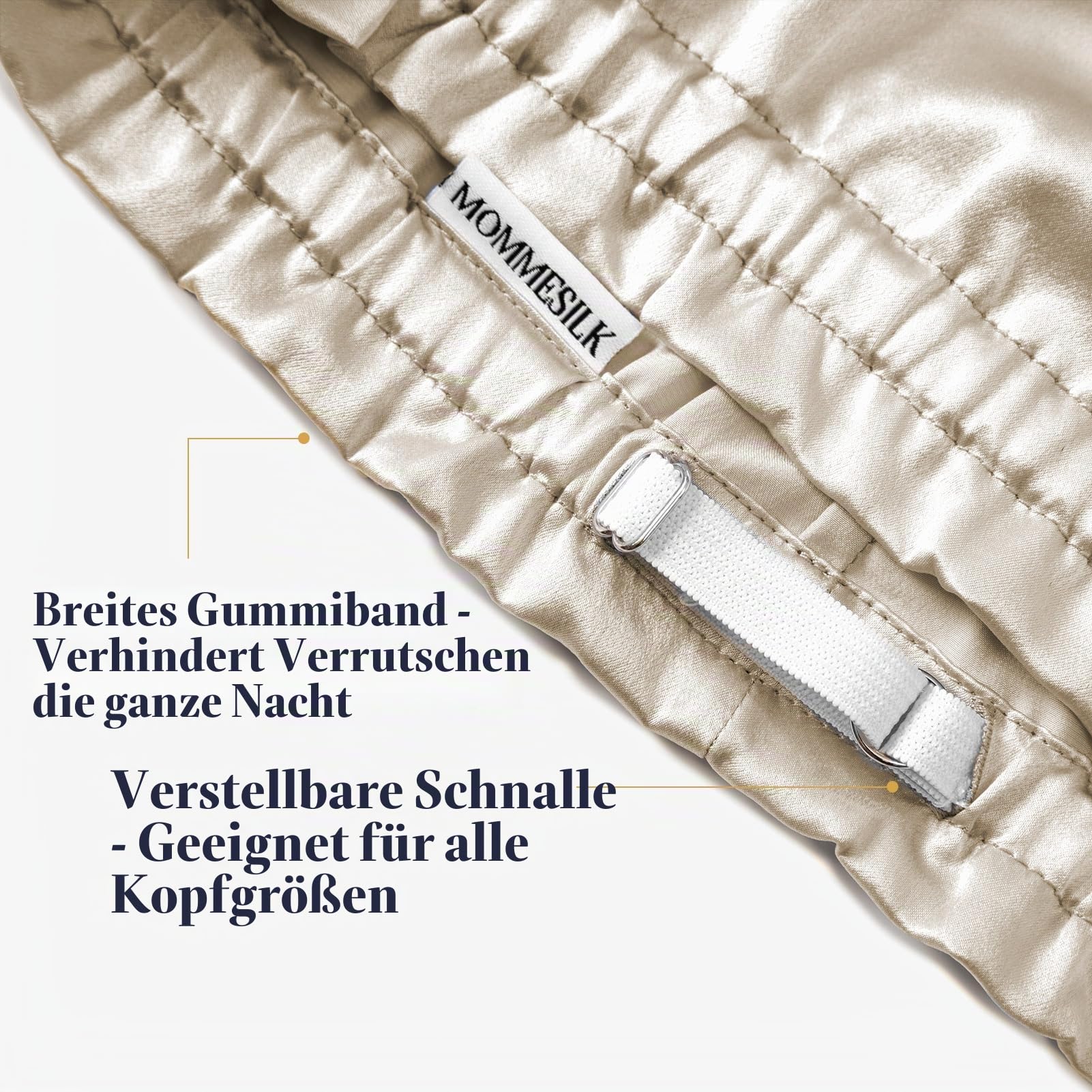 Mommesilk Maulbeerseide Haarhaube Schlafmütze Schlafhaube 100% Seide 22 Momme Lange Seidenmütze Kappe für lockiges Haar Seidenhaube für Frauen mit Langen Haaren