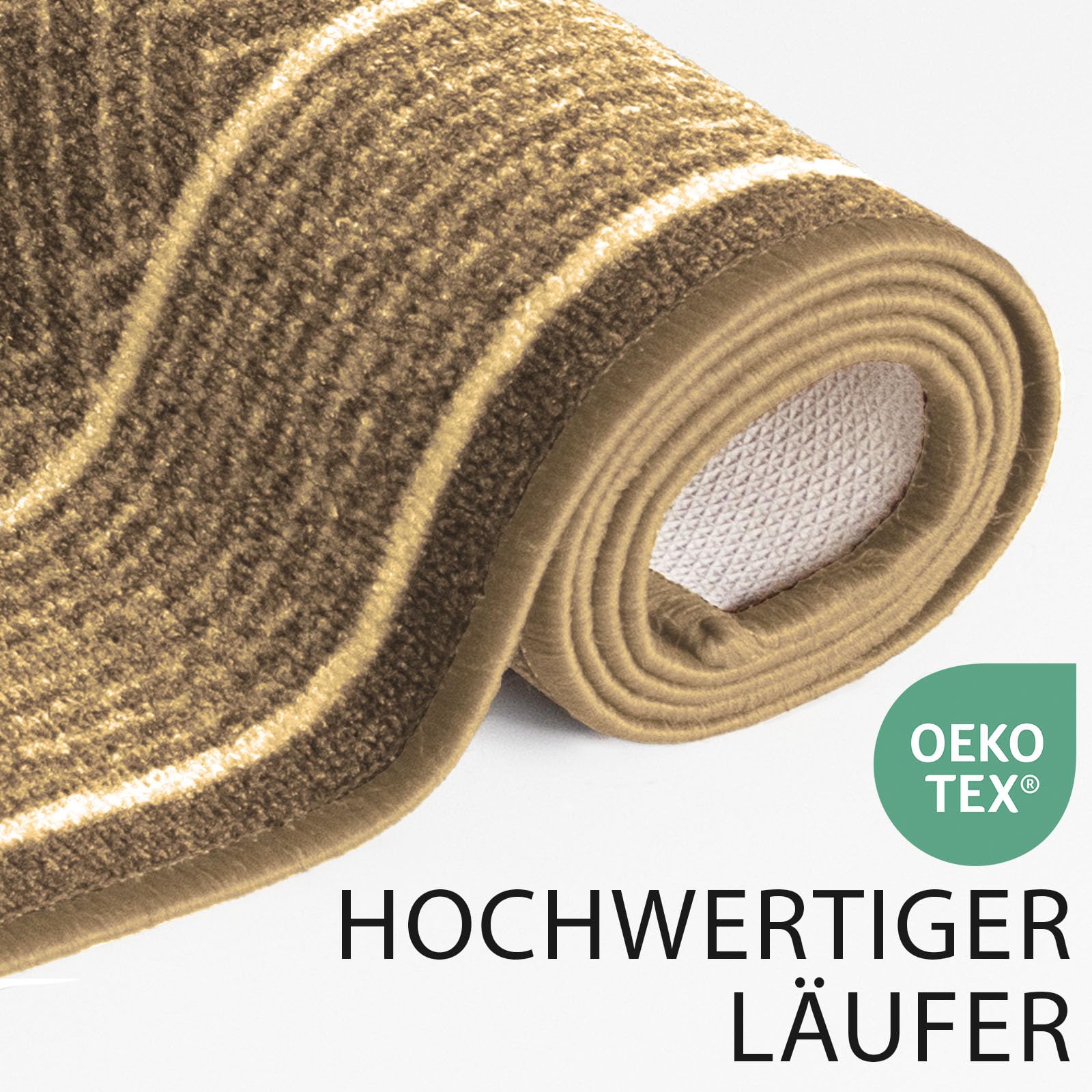 KARAT Premium Teppichläufer mit Muster - 80 x 500 cm, Beige - Modernes Rauten-Design - Teppich - Läufer für Küche, Flur & Wohnraum - Flurläufer Küchenläufer Flurteppich (Olymp)