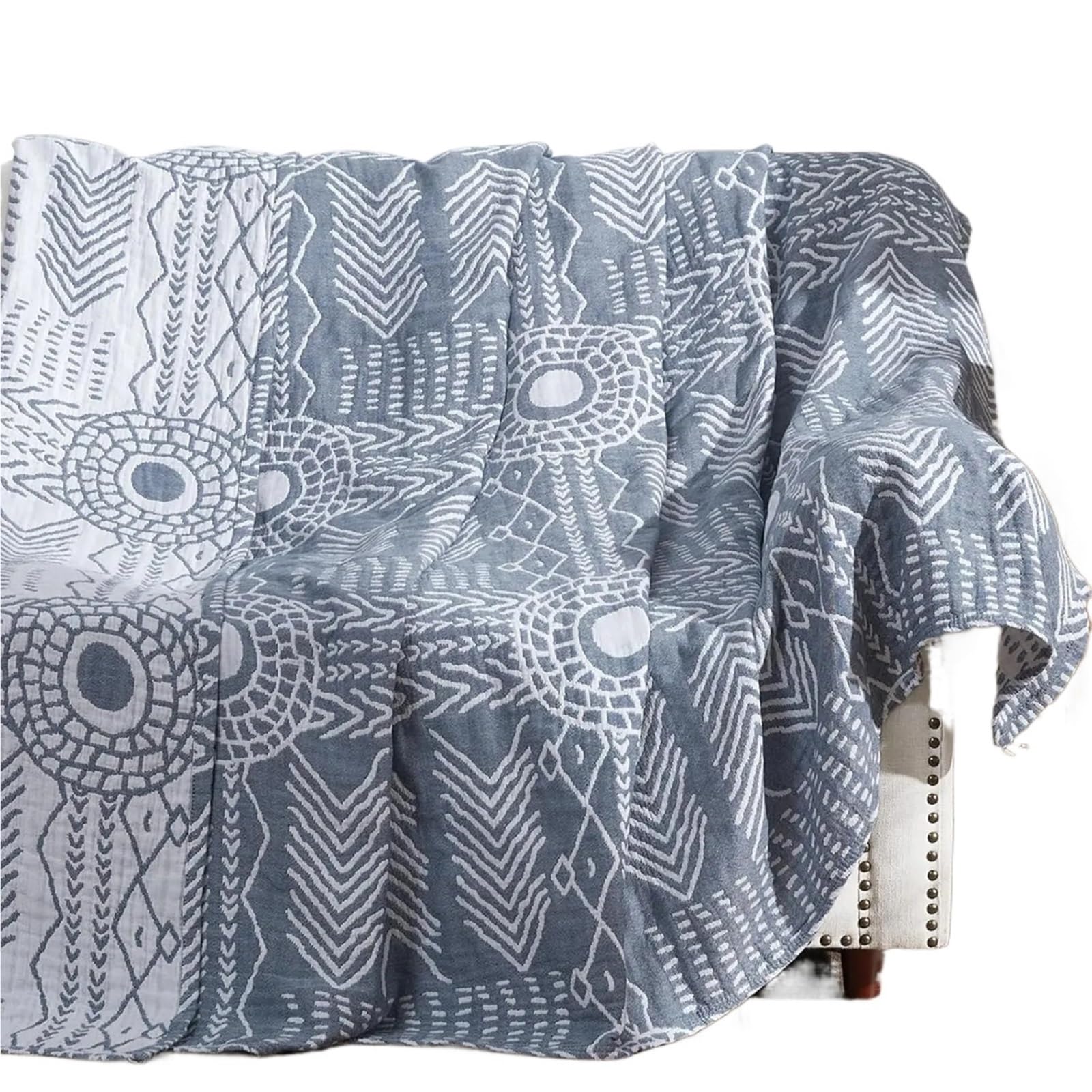 HKSDKABOP Muslin Throw Blanket Multicolor Multiple Sizes 3-Layer Washable(Color1,150x200cm)